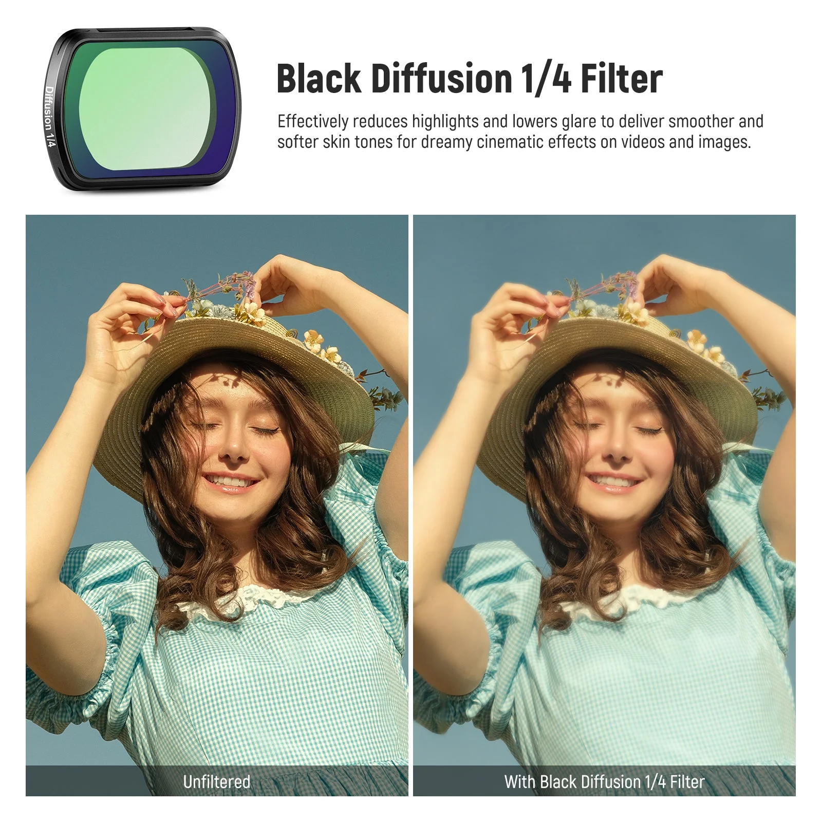 NEEWER FL-42 4 Pack Magnetic ND & Black Diffusion 1/4 Filter Kit for Pocket 3 / Pocket 4 - Image 4