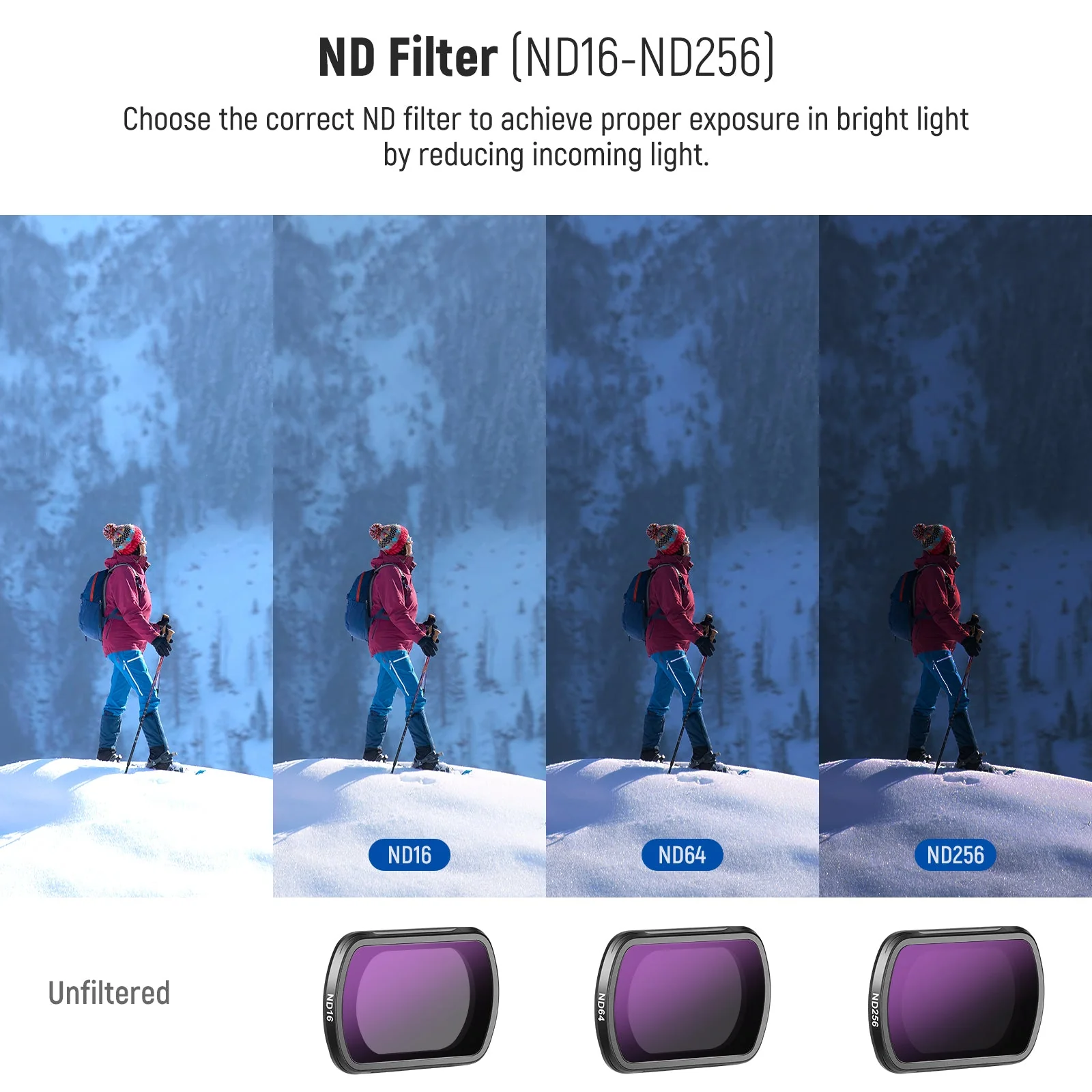 NEEWER 4 Pack Magnetic ND Filter Set compatible with DJI OSMO Pocket 3 / Pocket 4 - Image 4