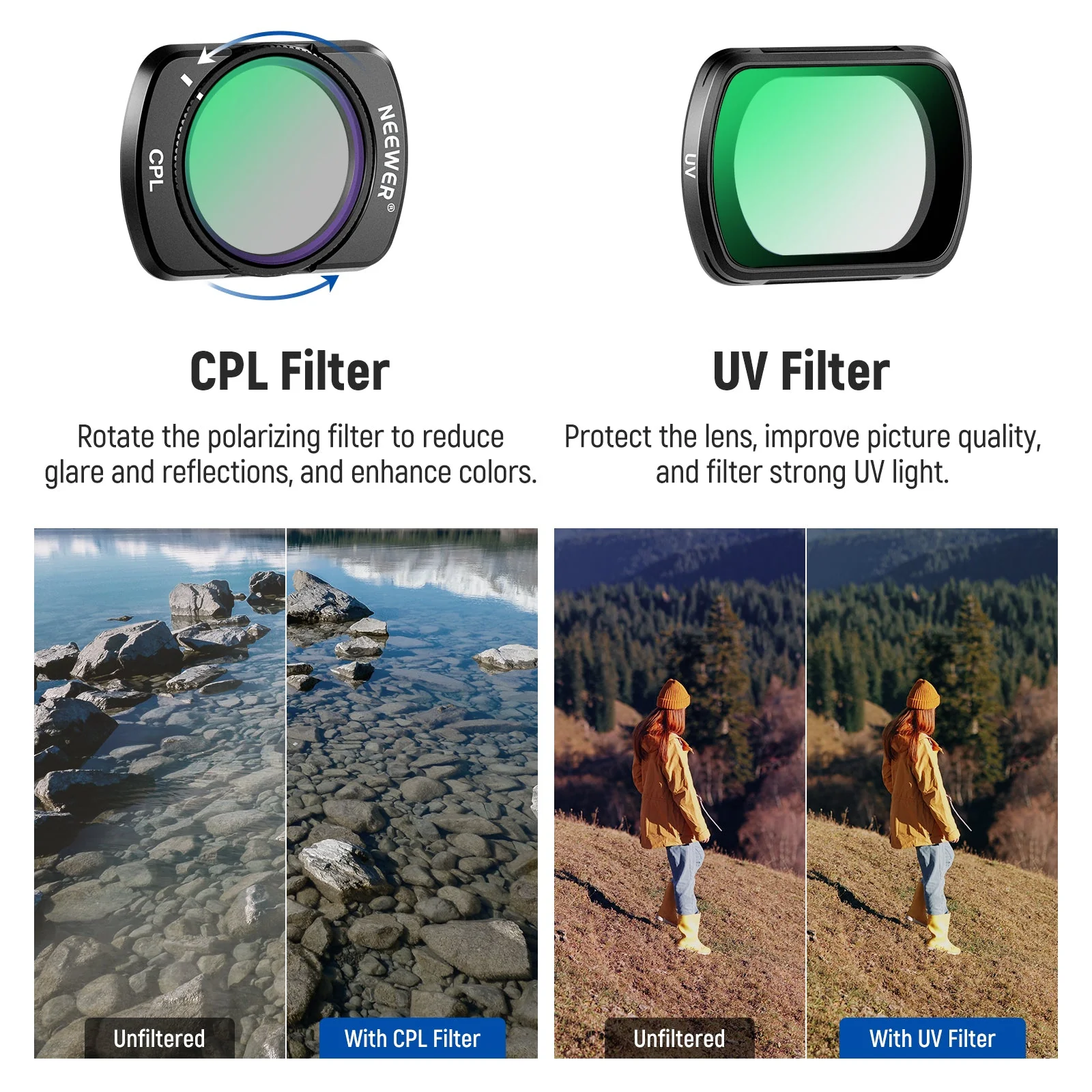 NEEWER 4 Pack Magnetic Variable ND Filter Set for DJI OSMO Pocket 3 / Pocket 4 - Image 5