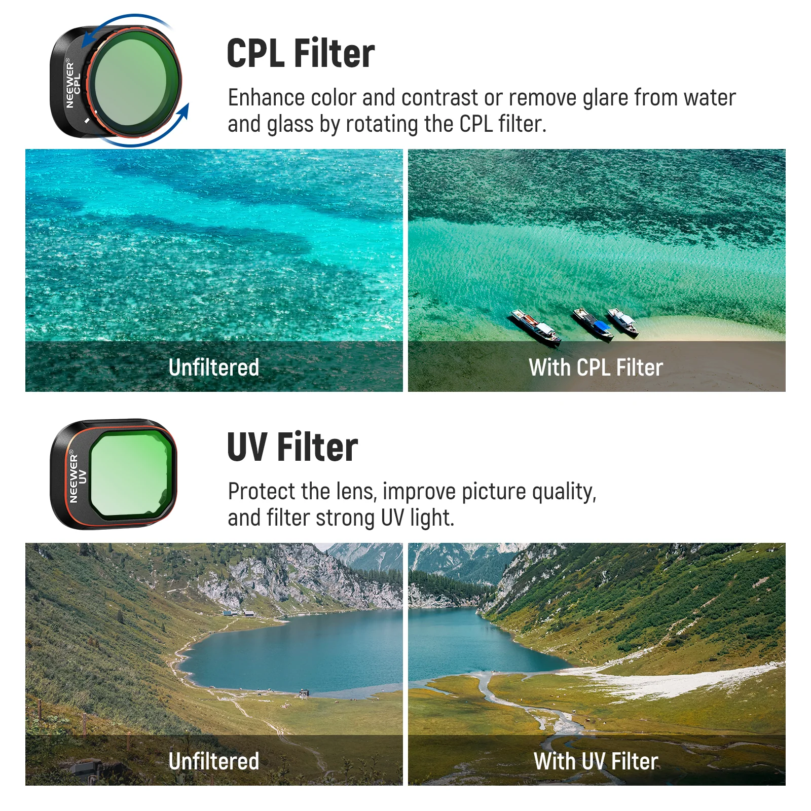 NEEWER 4 Pack Variable ND Filter Set compatible with DJI Mini 4 Pro - Image 7