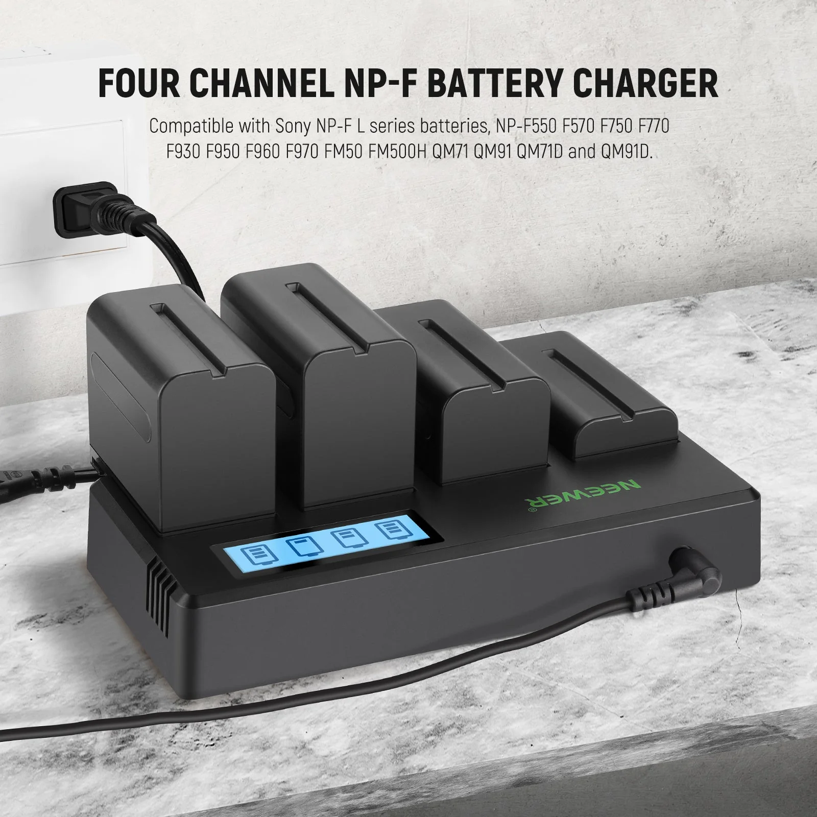 NEEWER 4 Pack NP-F550 2600mAh Sony Replacement Battery Set - Image 9