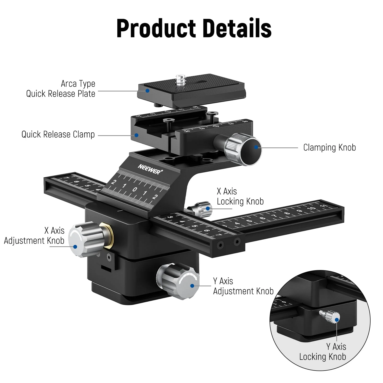 NEEWER 4-Way Macro Focusing Rail Slider - Image 2