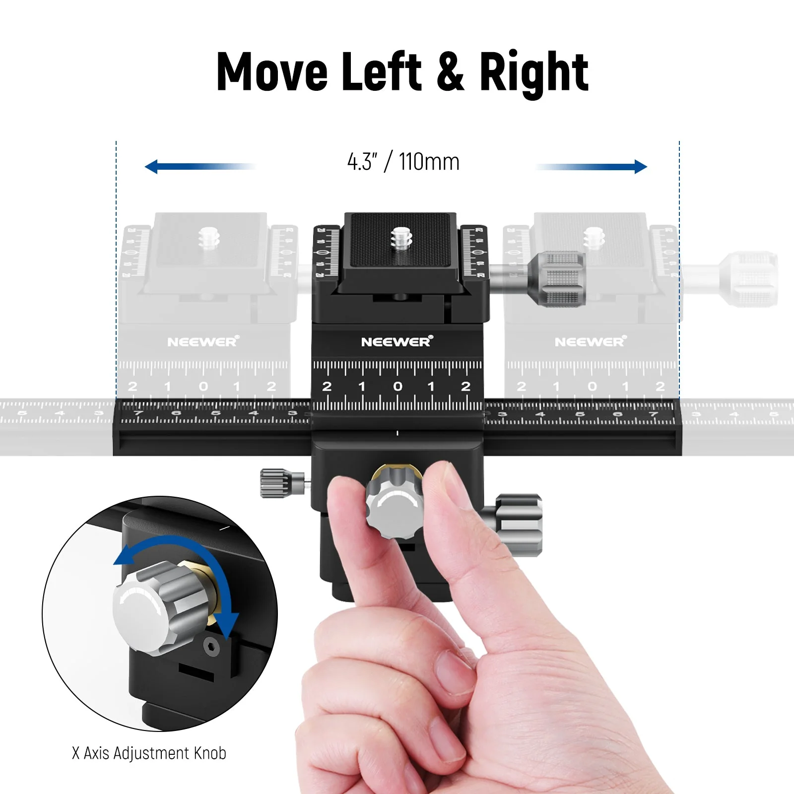 NEEWER 4-Way Macro Focusing Rail Slider - Image 3
