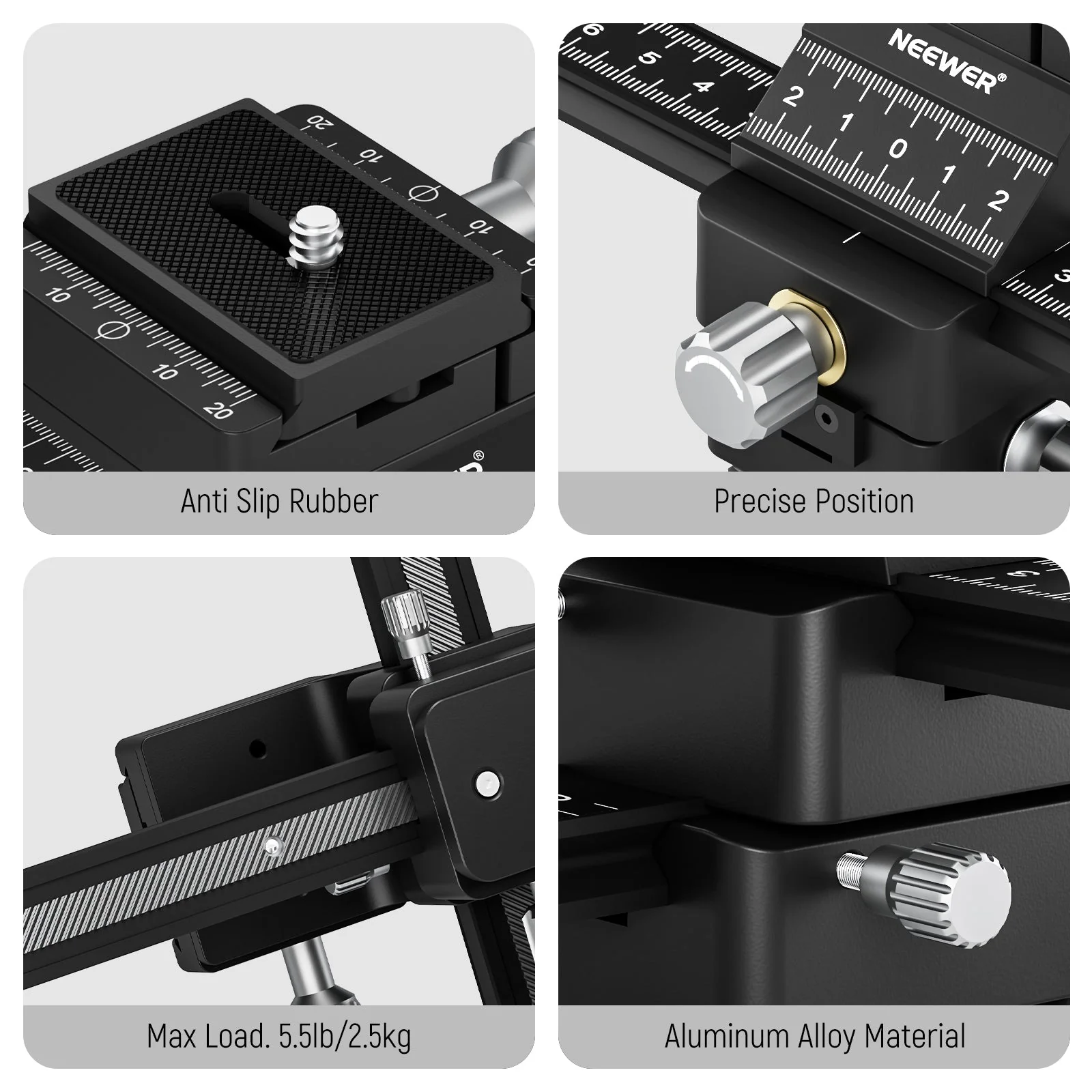 NEEWER 4-Way Macro Focusing Rail Slider - Image 8
