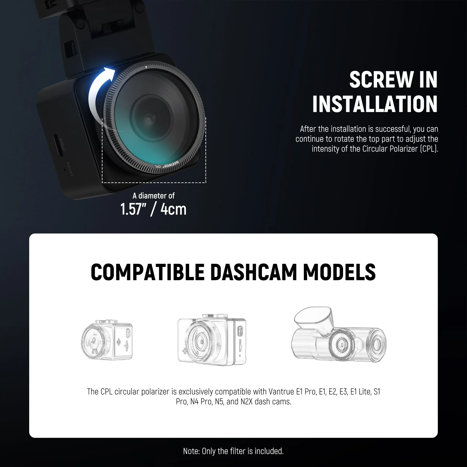 NEEWER 40mm CPL Filter for Dashcam - Image 2