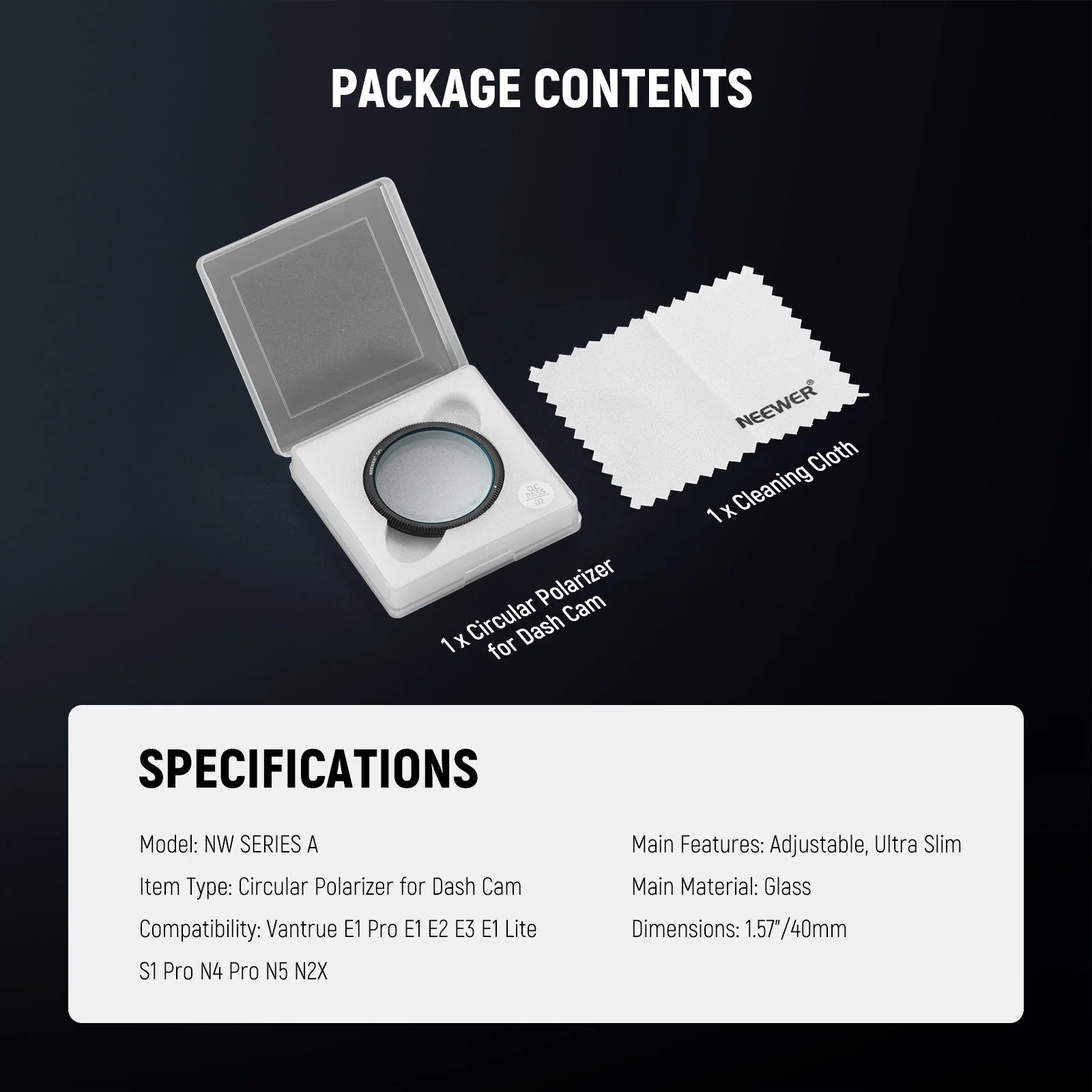 NEEWER 40mm CPL Filter for Dashcam - Image 8