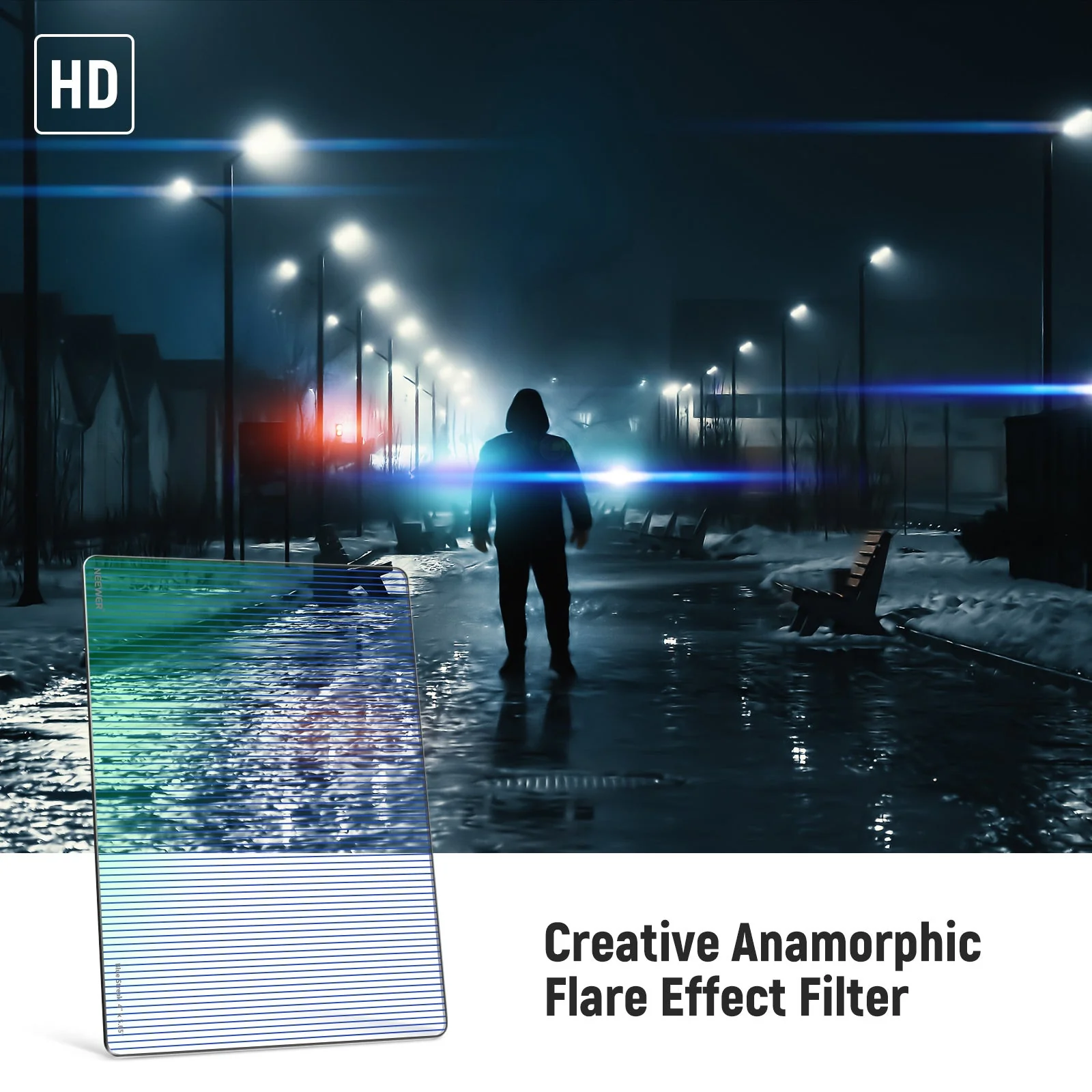 NEEWER 4"x5.65" Blue Streak Effect Square Filter - Image 2