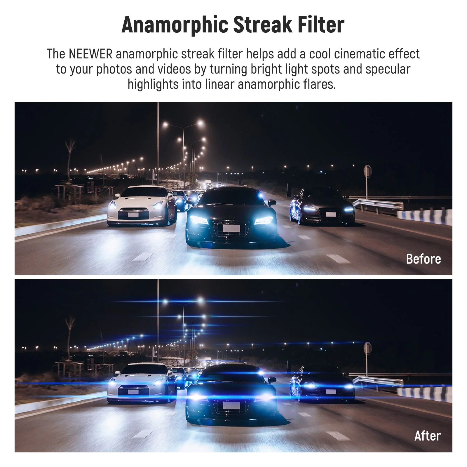 NEEWER 4"x5.65" Blue Streak Effect Square Filter - Image 3