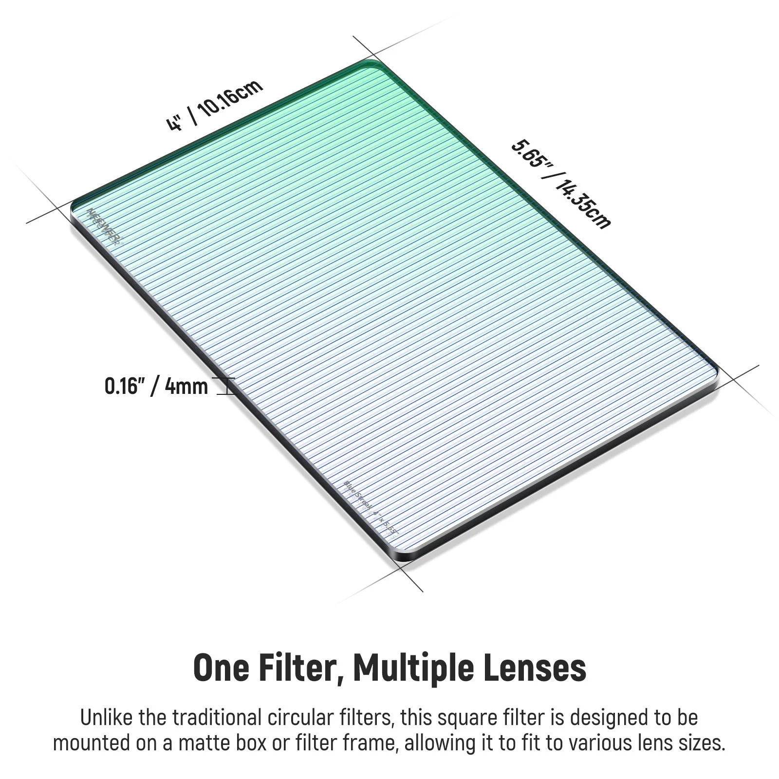 NEEWER 4"x5.65" Blue Streak Effect Square Filter - Image 7