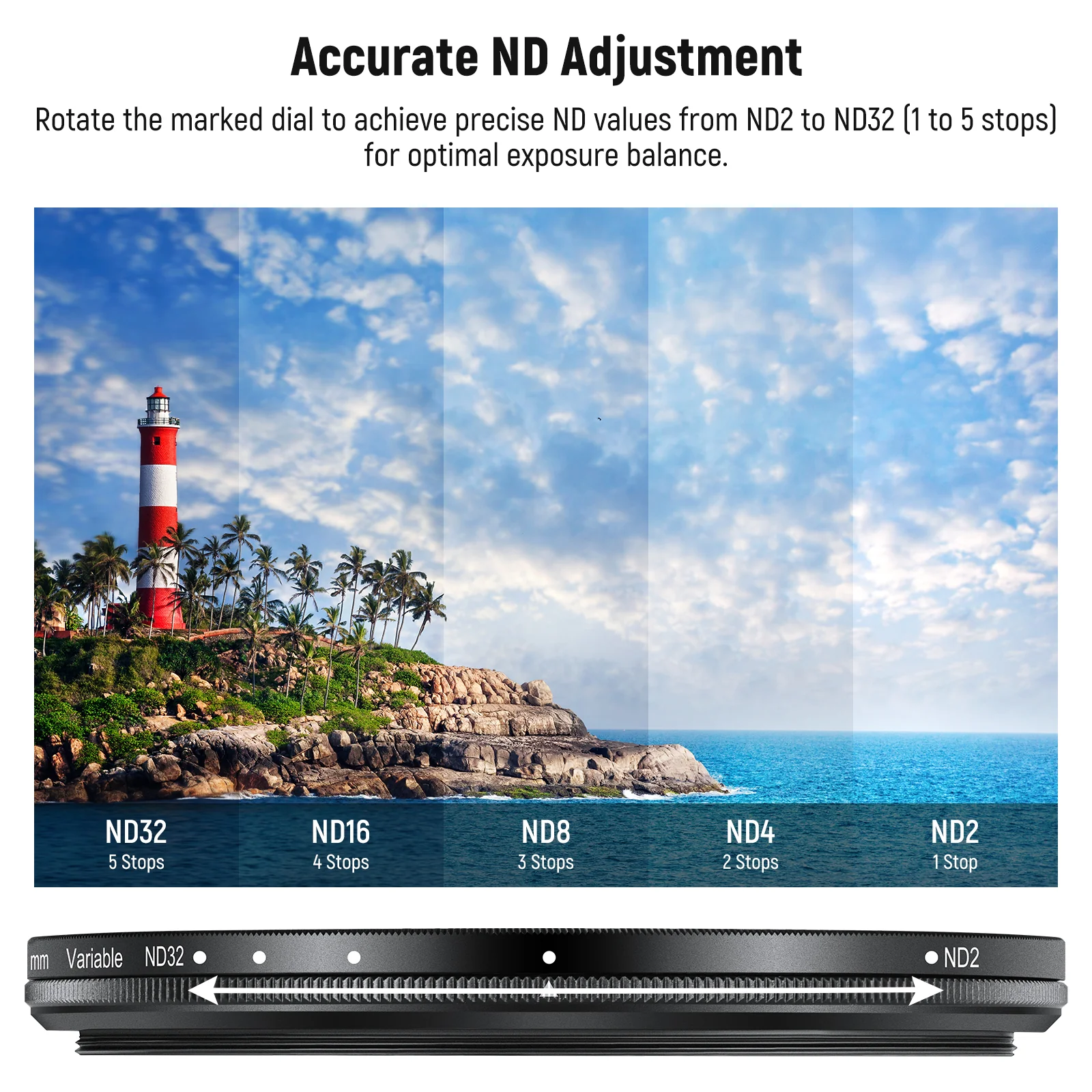 NEEWER 58mm Variable ND2-32 Filter with Lens Hood for 65mm Telephoto Phone Lens - Image 4