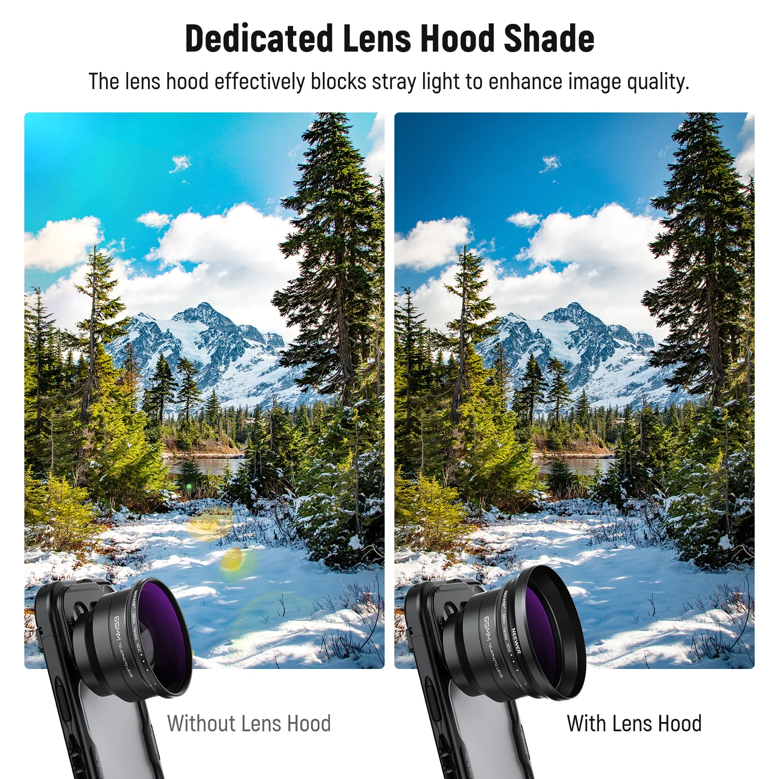 NEEWER 58mm Variable ND2-32 Filter with Lens Hood for 65mm Telephoto Phone Lens - Image 5