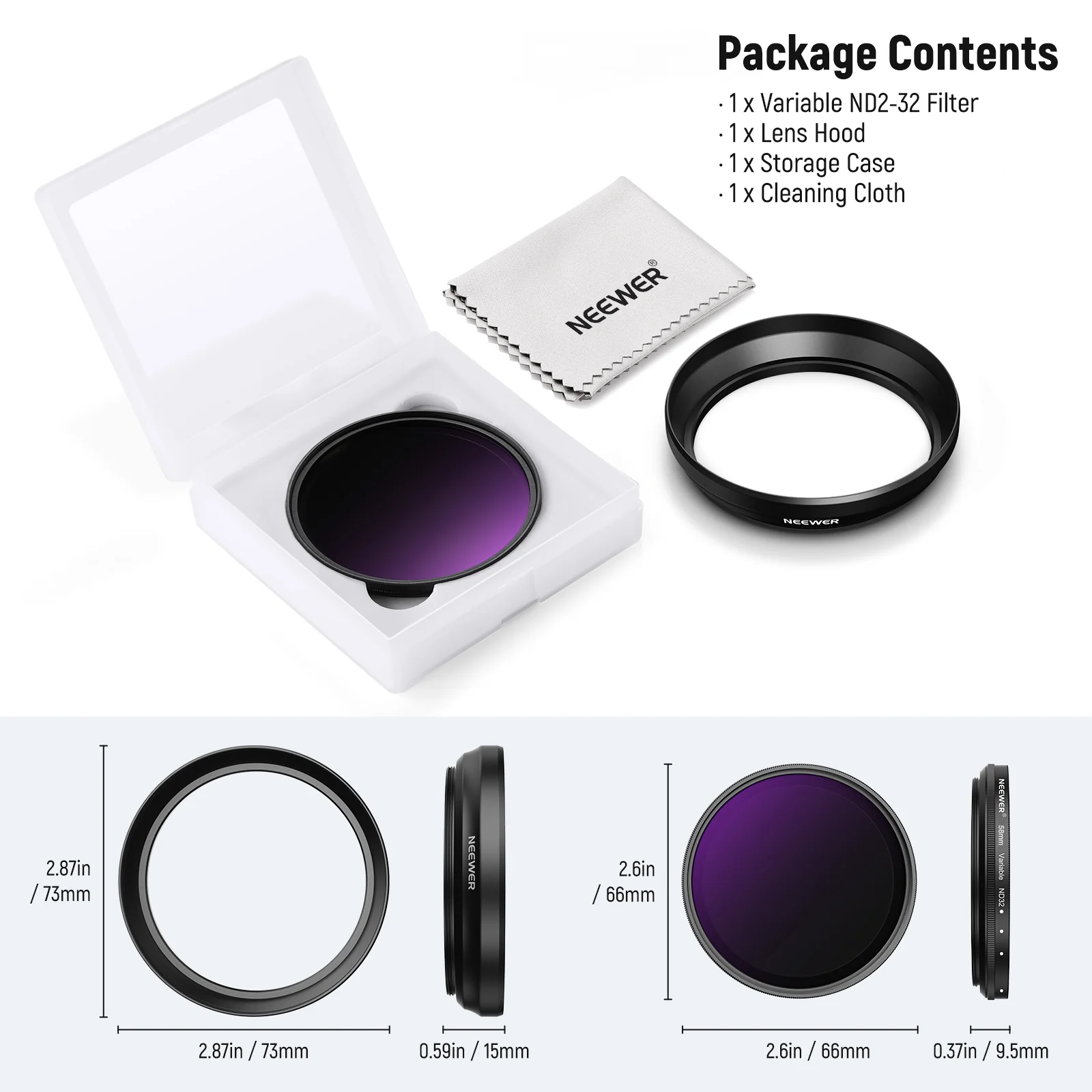 NEEWER 58mm Variable ND2-32 Filter with Lens Hood for 65mm Telephoto Phone Lens - Image 9