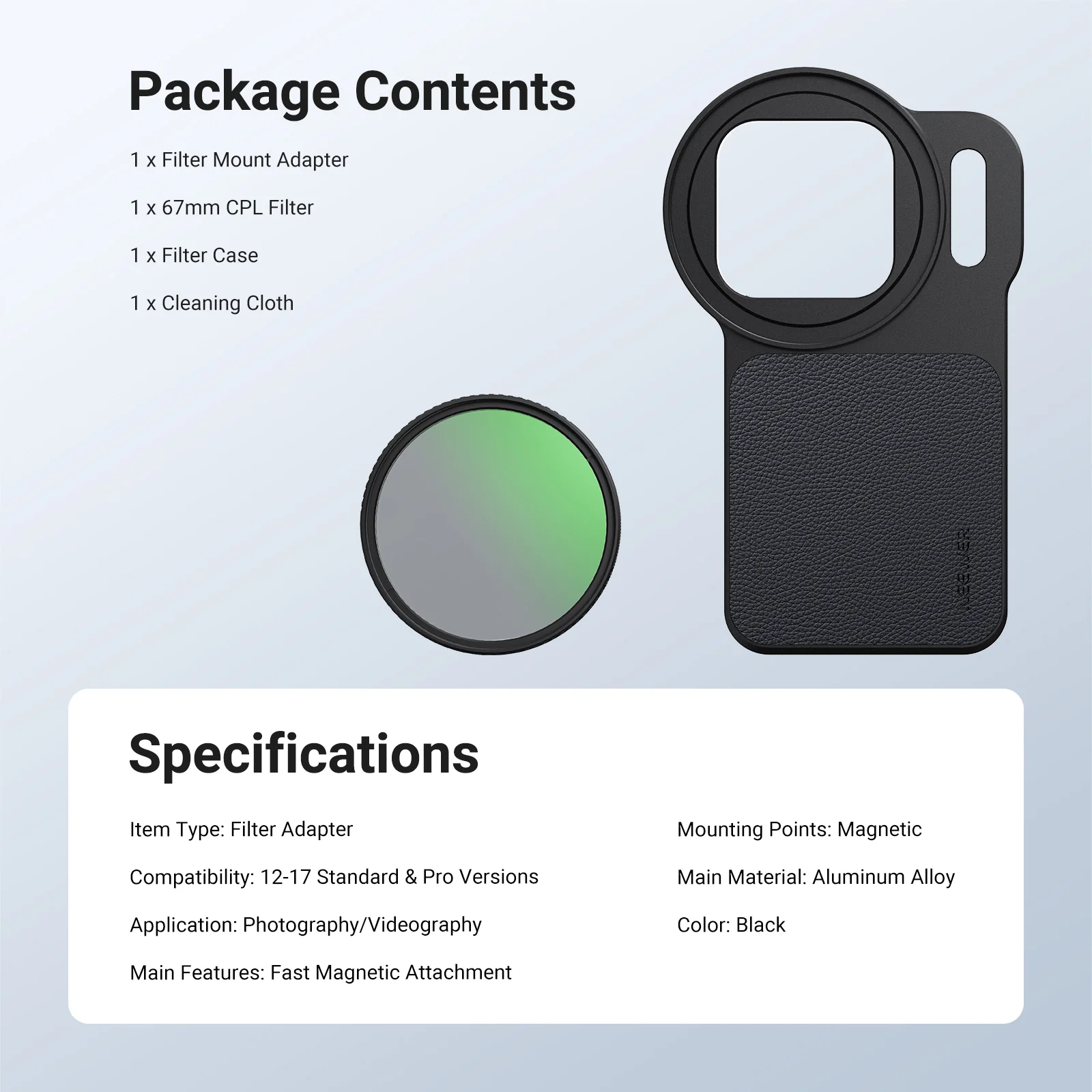 NEEWER FH-07 Magnetic Filter Backplate Kit For iPhone Standard & Pro Versions - Image 18