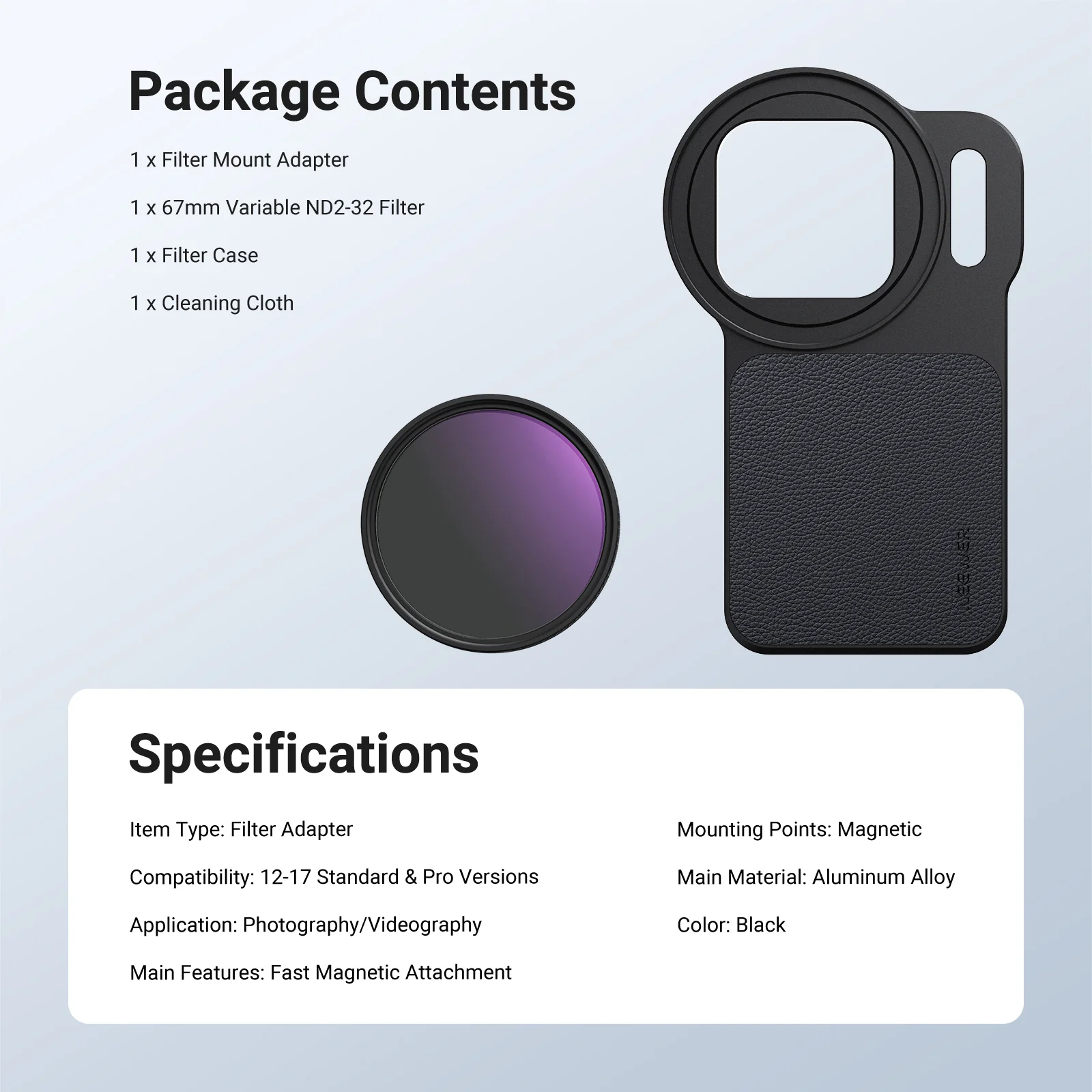 NEEWER FH-07 Magnetic Filter Backplate Kit For iPhone Standard & Pro Versions - Image 9
