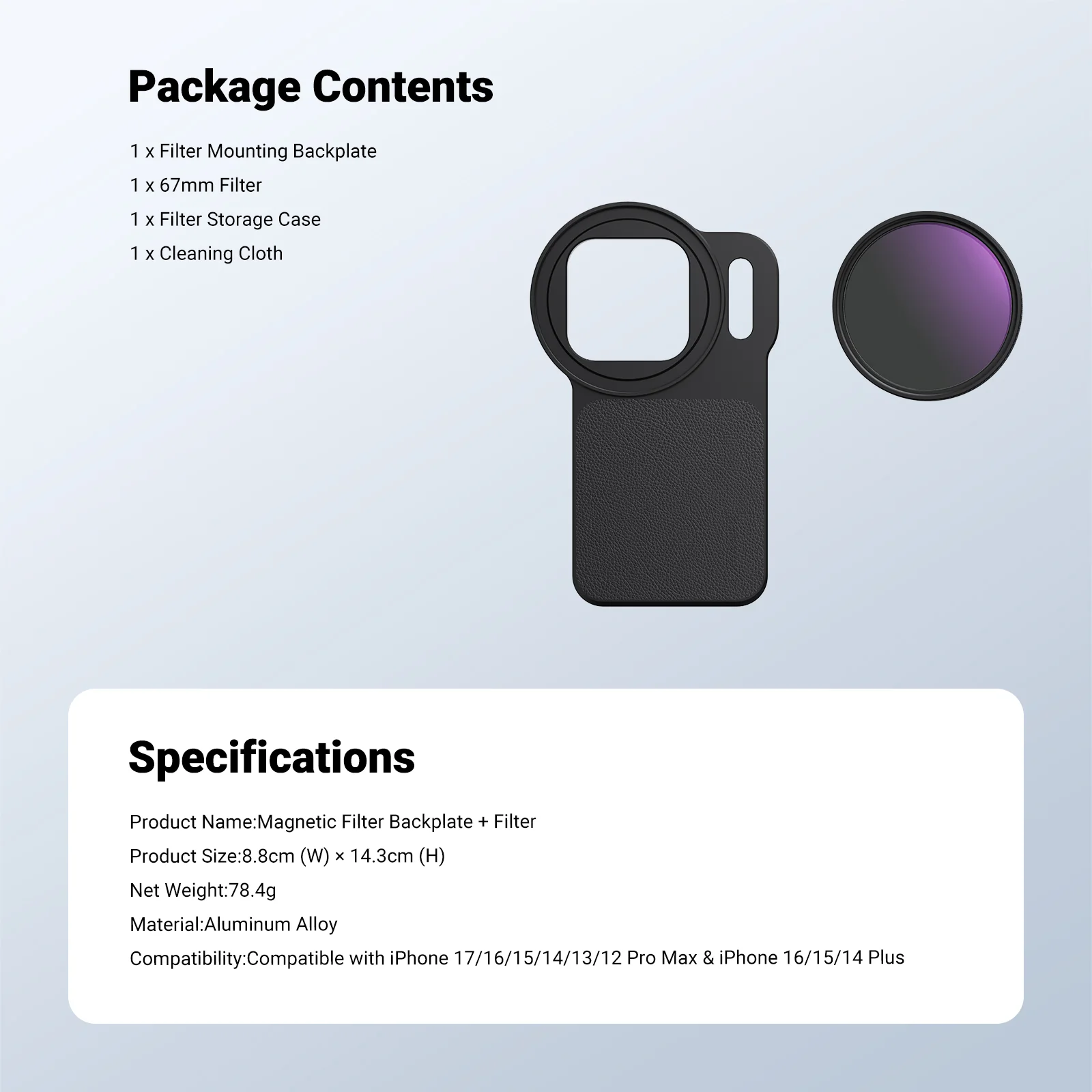 NEEWER FH-05 6.9" Magnetic Filter Backplate Kit For iPhone Pro Max & Plus Versions - Image 18