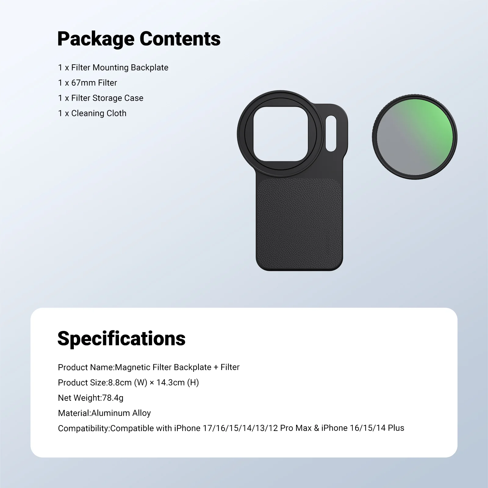 NEEWER FH-05 6.9" Magnetic Filter Backplate Kit For iPhone Pro Max & Plus Versions - Image 9