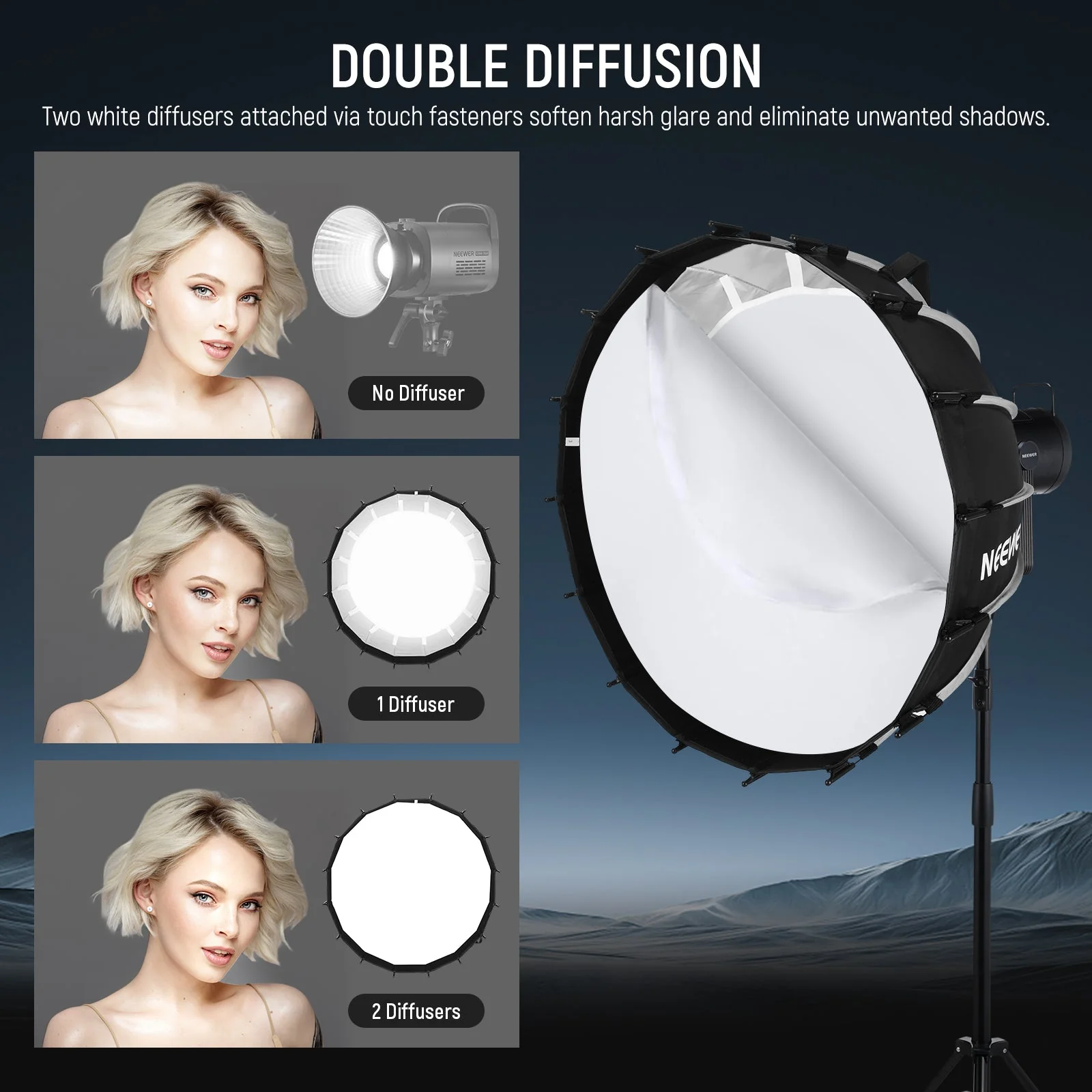 NEEWER NS71P 60cm/90cm/120cm Quick Release Parabolic Softbox - Image 15