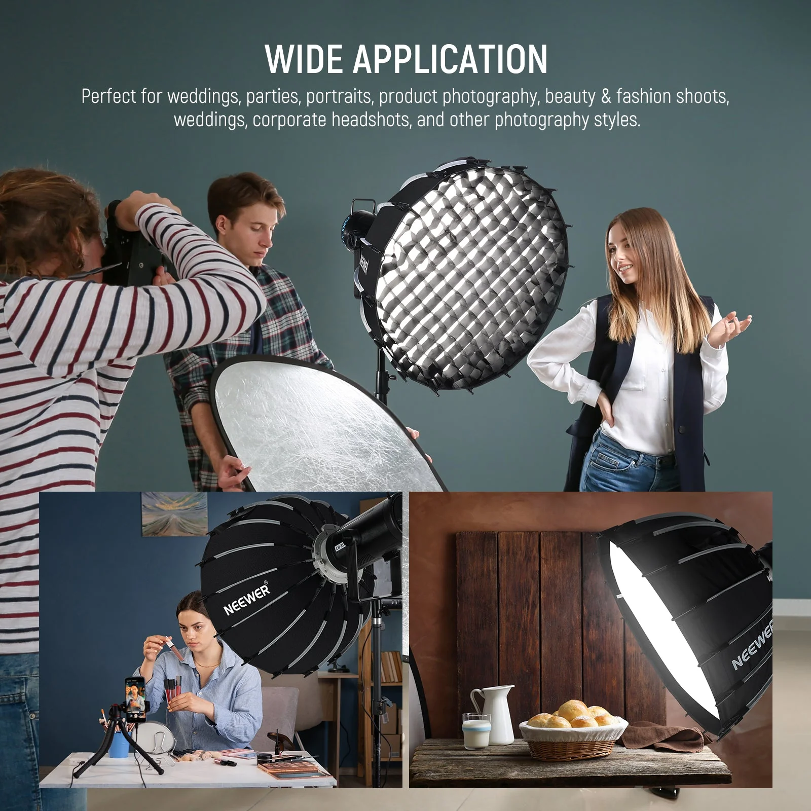 NEEWER NS71P 60cm/90cm/120cm Quick Release Parabolic Softbox - Image 2