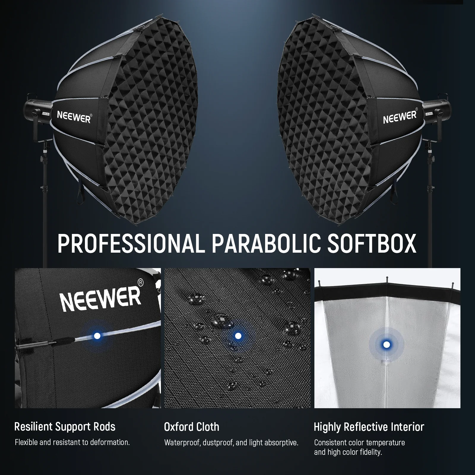 NEEWER NS71P 60cm/90cm/120cm Quick Release Parabolic Softbox - Image 21