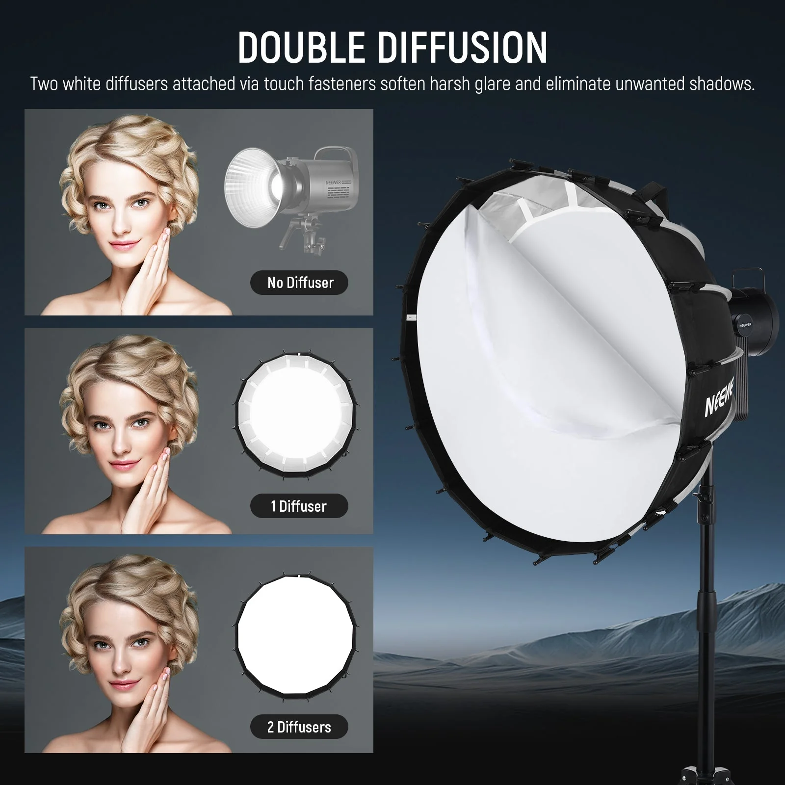NEEWER NS71P 60cm/90cm/120cm Quick Release Parabolic Softbox - Image 6