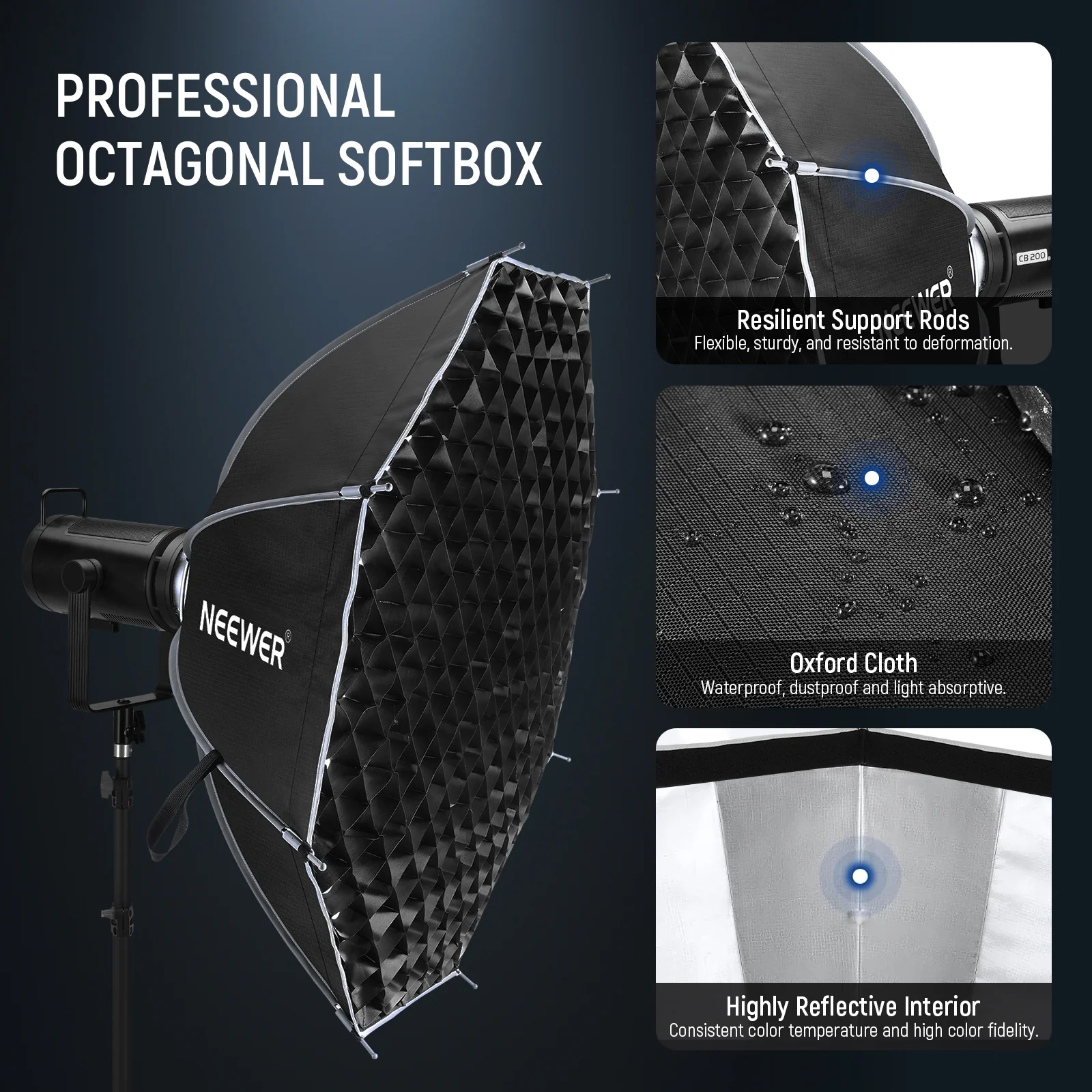 NEEWER 45cm/65cm/90cm Quick Release Octagonal Softbox - Image 21