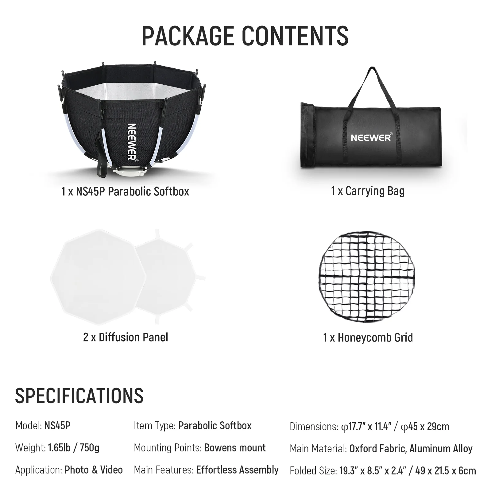 NEEWER 45cm/65cm/90cm Quick Release Octagonal Softbox - Image 33