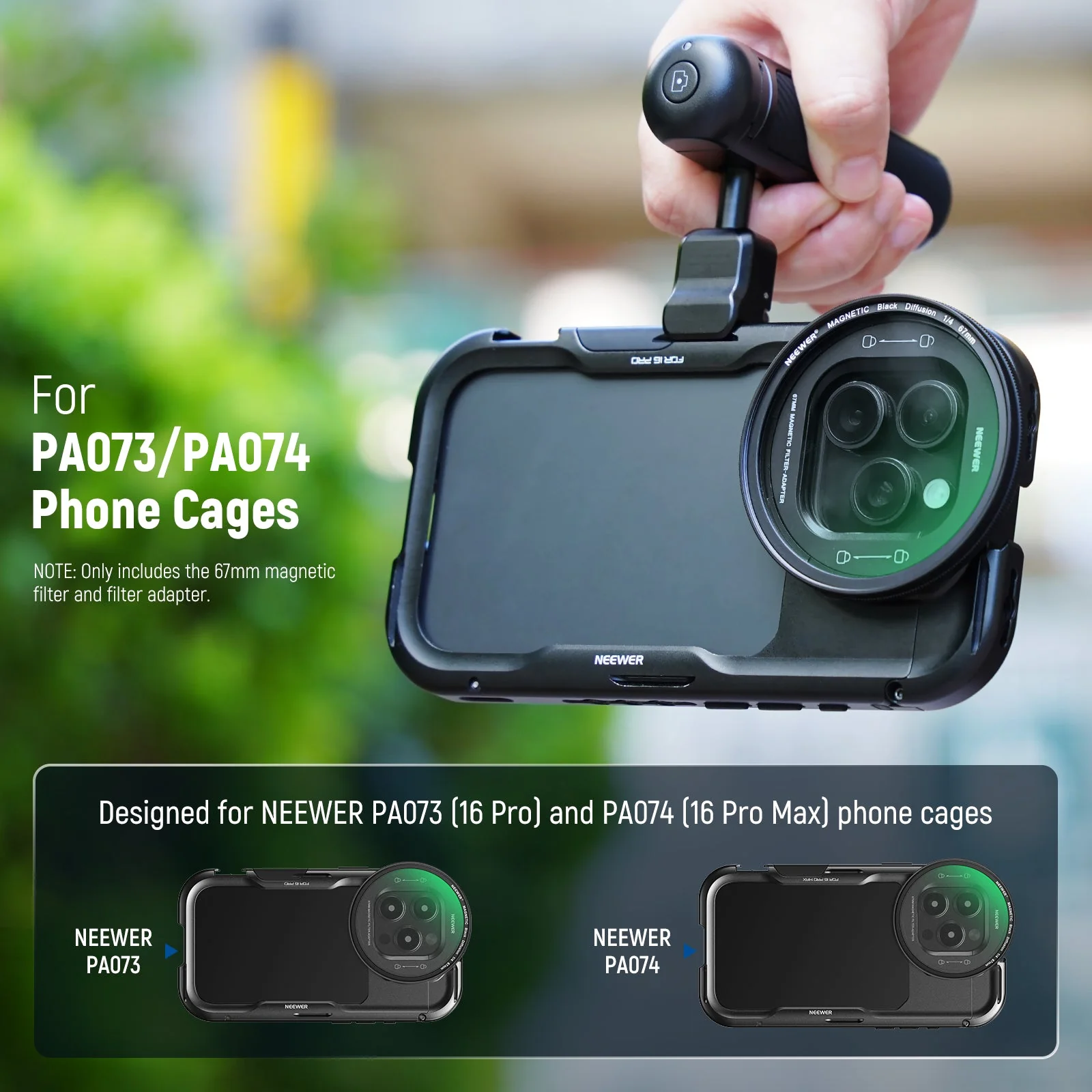NEEWER 67mm Filter Set For iPhone 16 Pro/16 Pro Max Cage (PA073/PA074) - Image 11