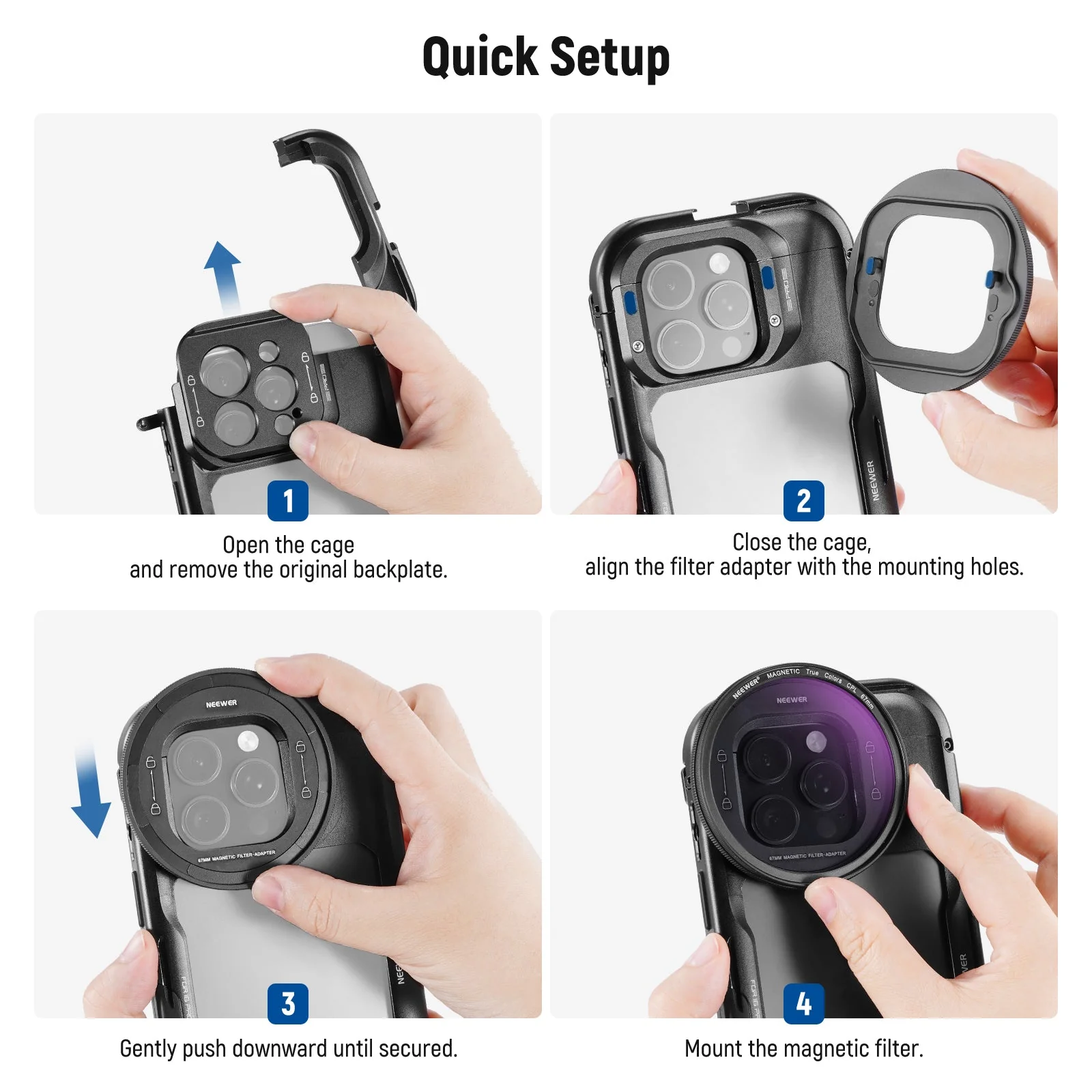 NEEWER 67mm Filter Set For iPhone 16 Pro/16 Pro Max Cage (PA073/PA074) - Image 8