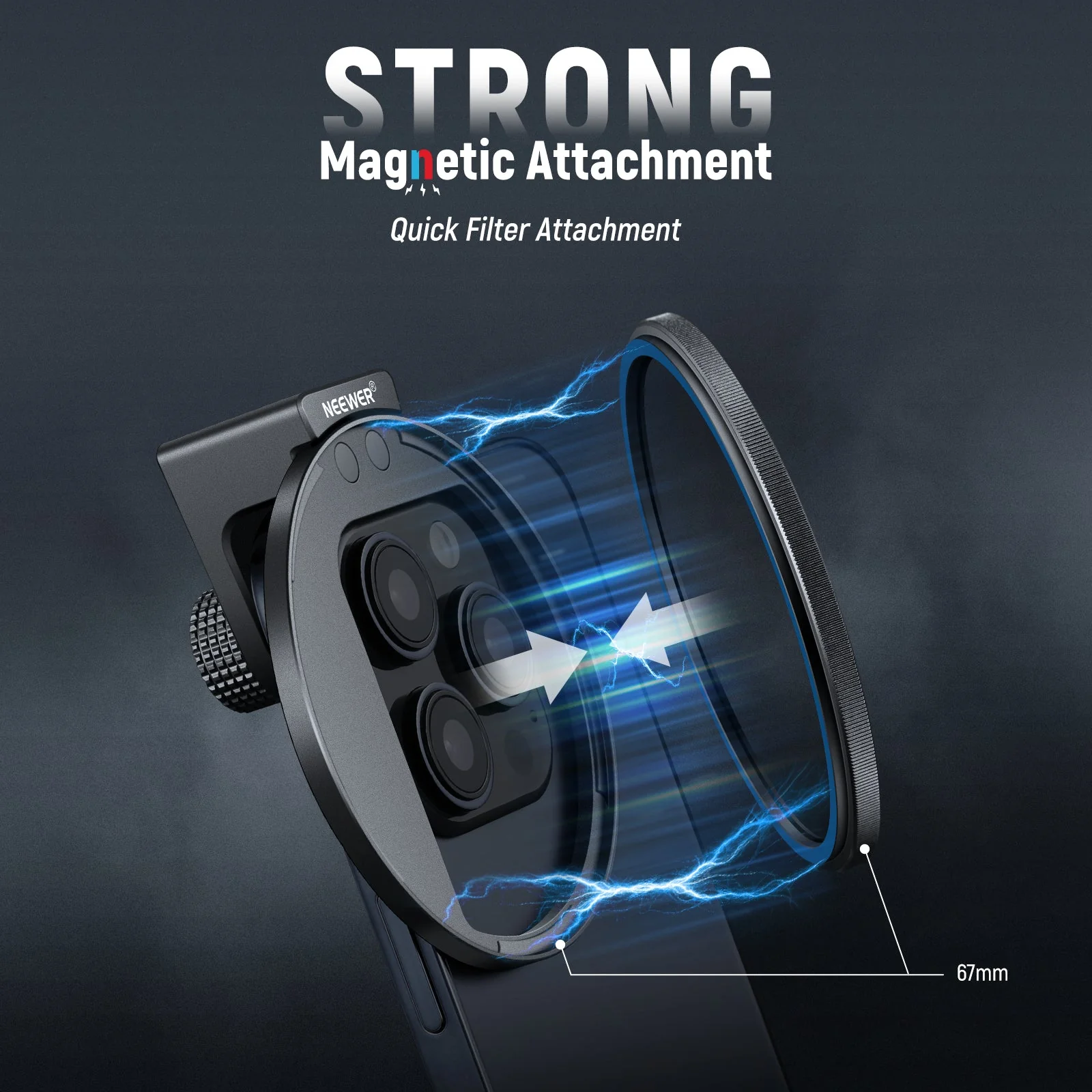 NEEWER 67mm Magnetic CPL Phone Filter with Phone Clip - Image 4