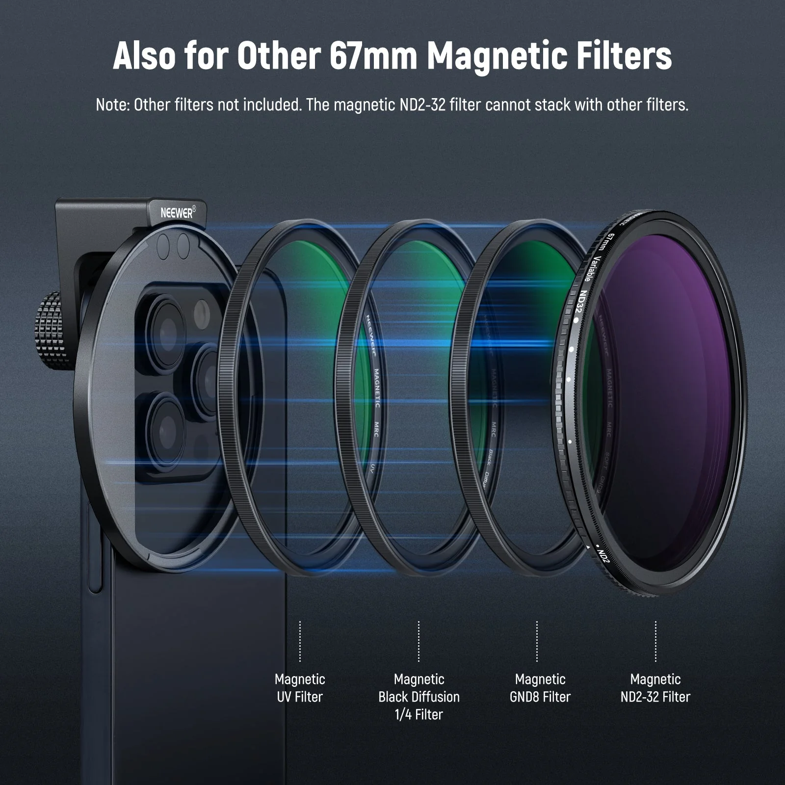 NEEWER 67mm Magnetic CPL Phone Filter with Phone Clip - Image 5