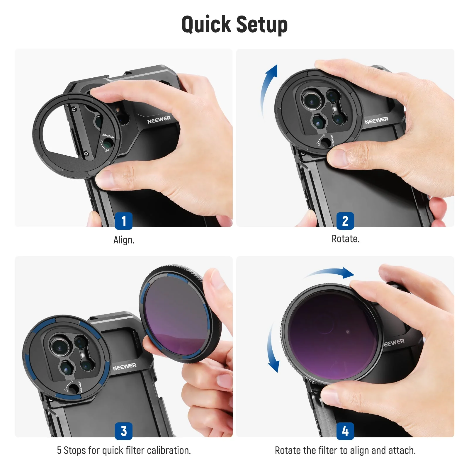 NEEWER 67mm Magnetic ND2-32 Filter for Samsung S23 S22 Ultra Cage - Image 8