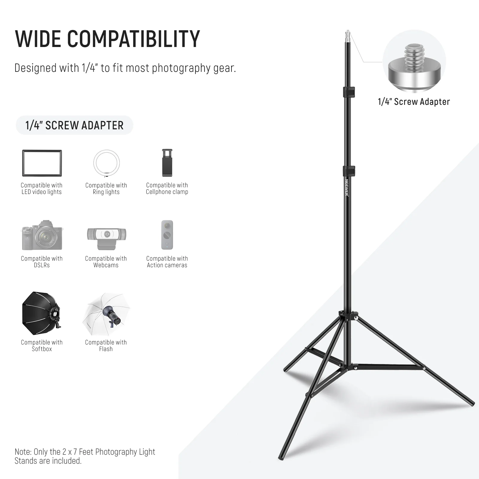 NEEWER 2 Pack ST210 210cm Aluminum Photography Light Stand - Image 5