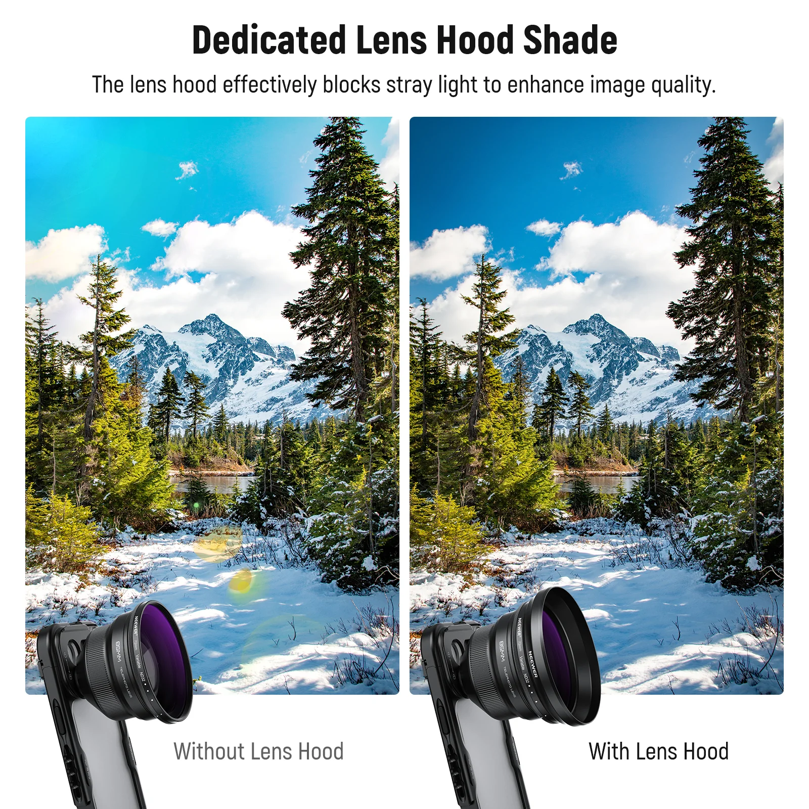 NEEWER 72mm Variable ND2-32 Filter with Lens Hood for 85mm Telephoto Phone Lens - Image 5
