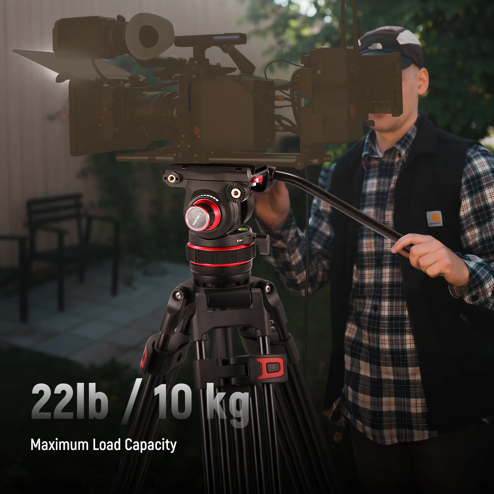 NEEWER TP75 74" Aluminum Video Tripod with Adjustable Damping Fluid Head - Image 6