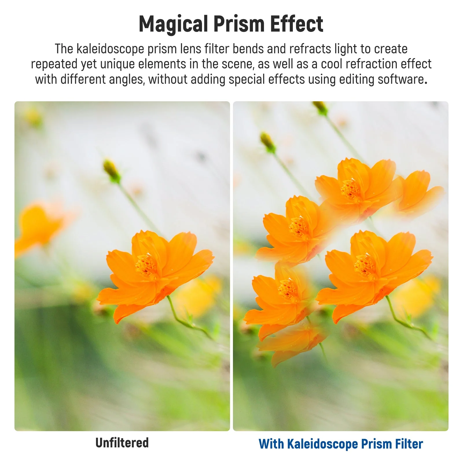 NEEWER 79mm Half Moon Kaleidoscope Prism Lens Filter - Image 4