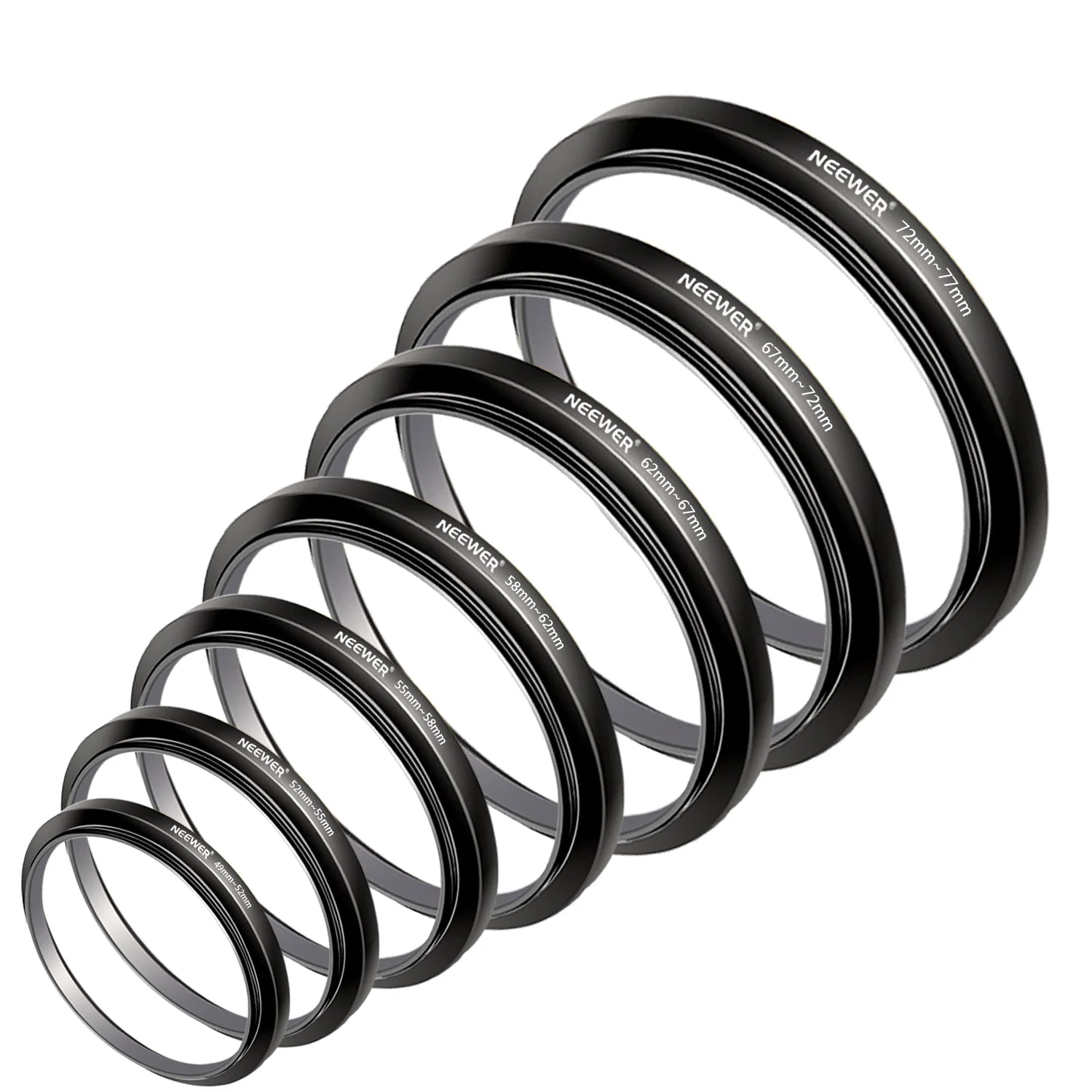 NEEWER 7pcs Step-up Lens Filter Adapter Rings Set - Image 2