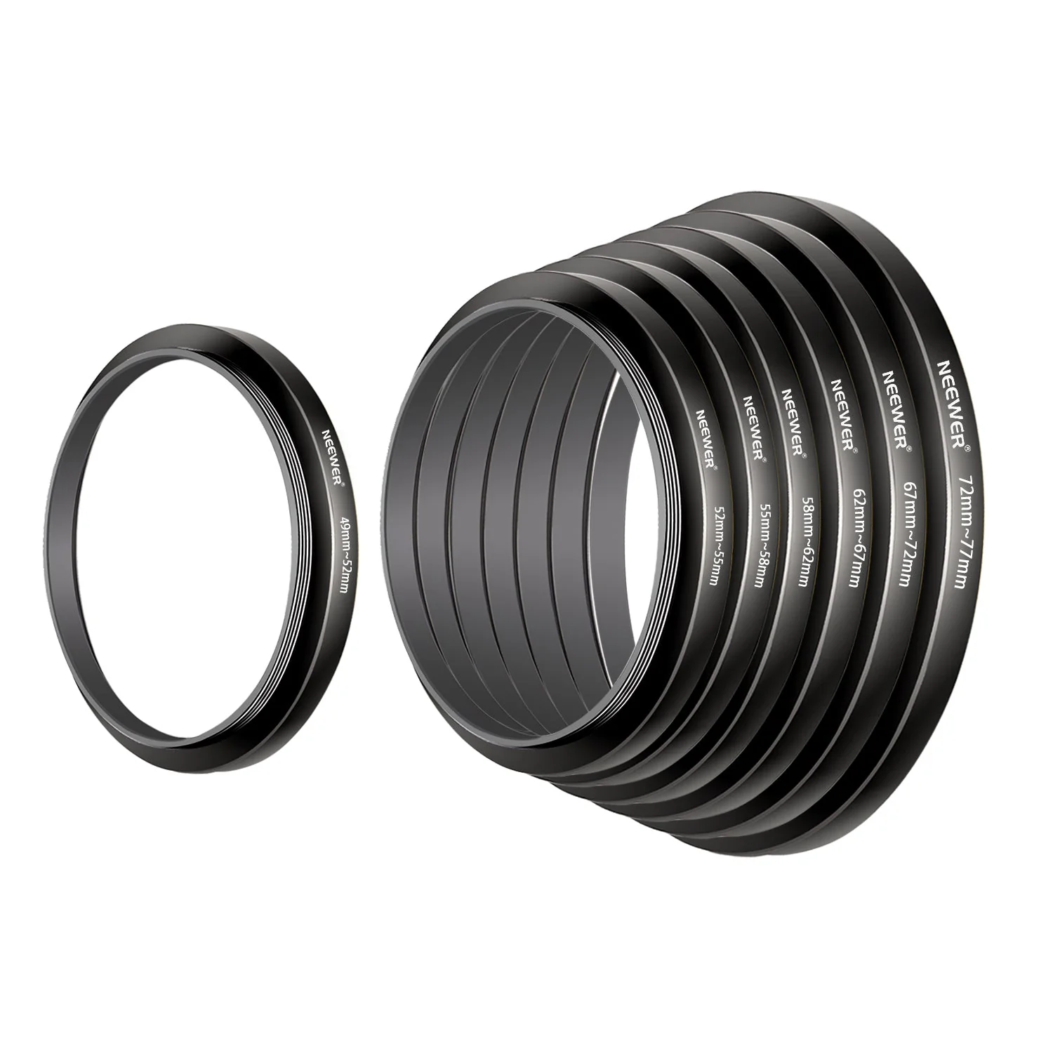NEEWER 7pcs Step-up Lens Filter Adapter Rings Set - Image 3