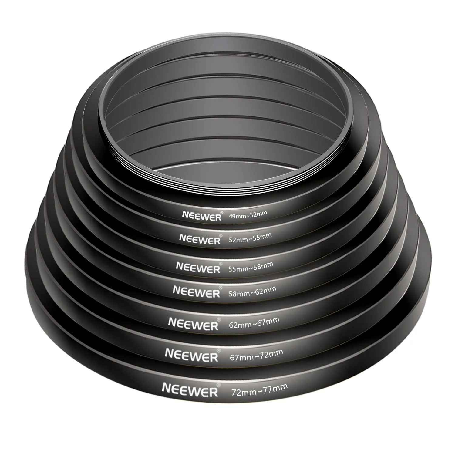 NEEWER 7pcs Step-up Lens Filter Adapter Rings Set - Image 5