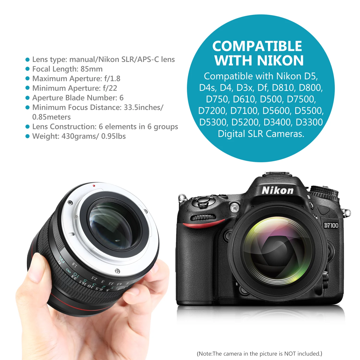 NEEWER 85mm f/1.8 Portrait Aspherical Telephoto Lens for Nikon - Image 4