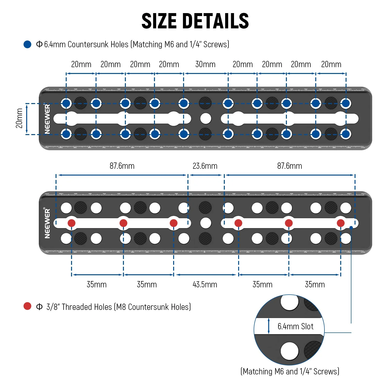 NEEWER QR003 9"/230mm Rail Bar Vixen Style Dovetail Plate - Image 6