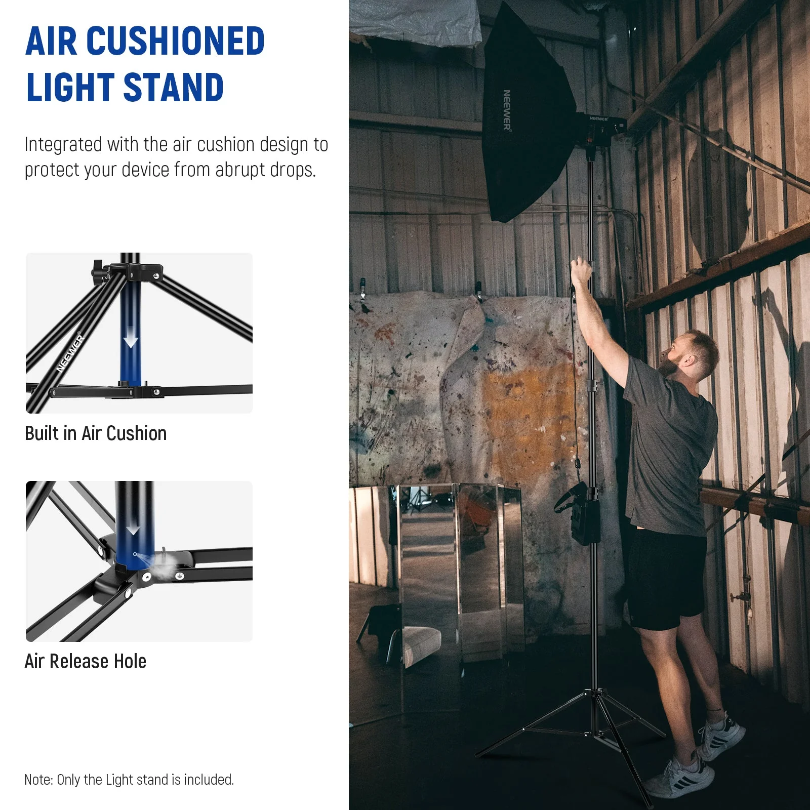 NEEWER 9.8ft/3m Heavy Duty Metal Air Cushioned Light Stand - Image 3