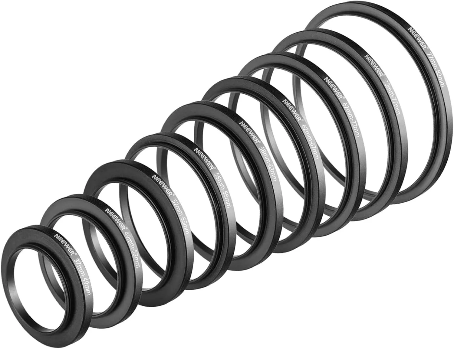 NEEWER 9 Pieces Step-up Lens Filter Adapter Rings Set