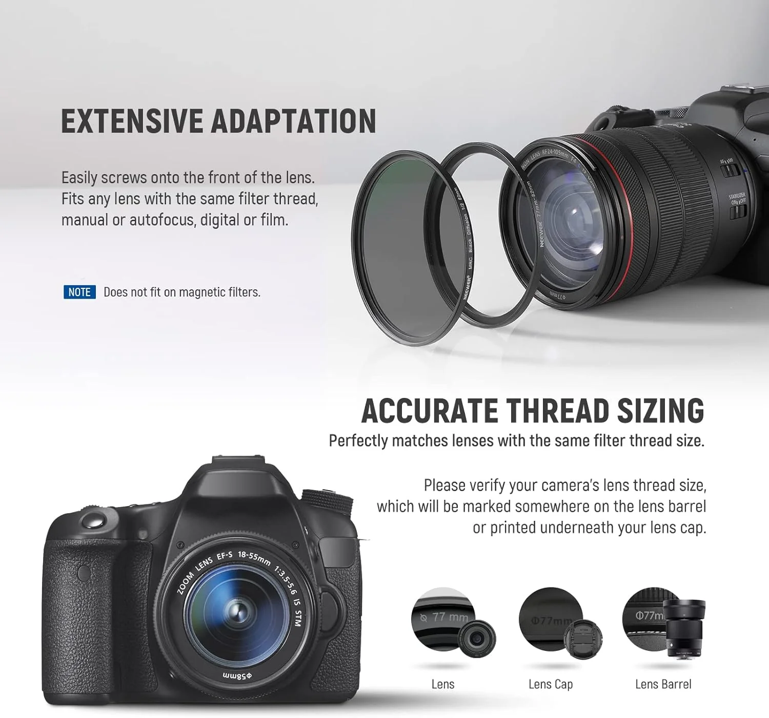 NEEWER 9 Pieces Step-up Lens Filter Adapter Rings Set - Image 4