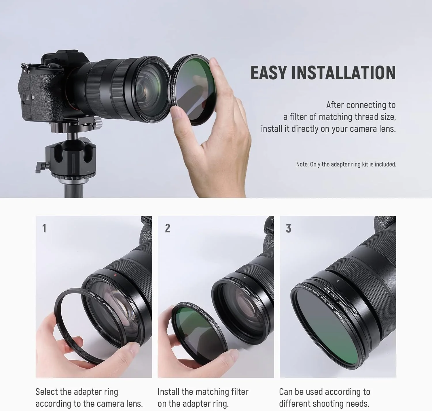 NEEWER 9 Pieces Step-up Lens Filter Adapter Rings Set - Image 6
