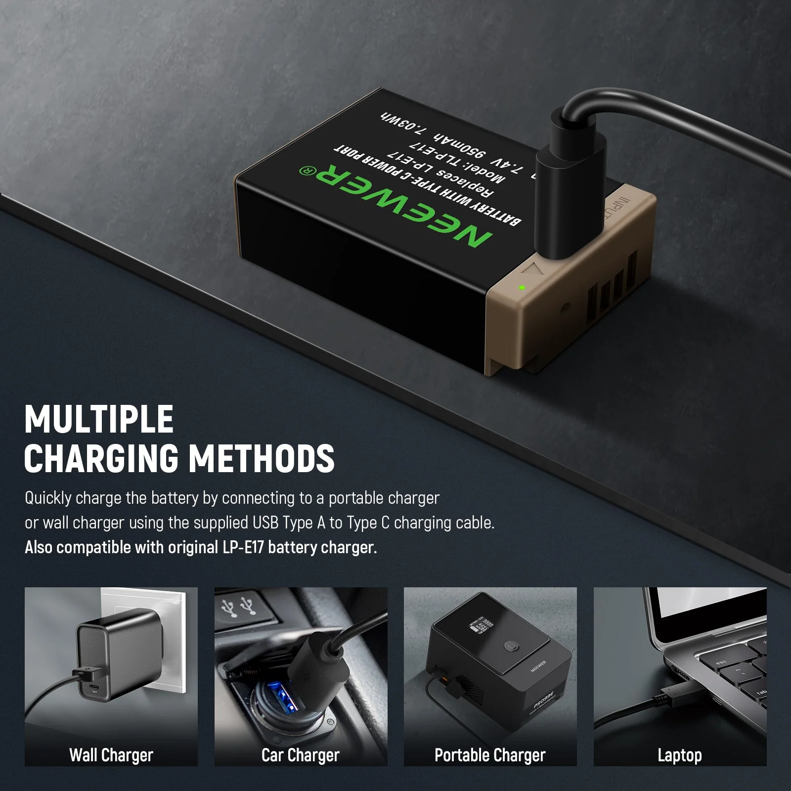 NEEWER 950mAh LP-E17 Canon Replacement Camera Battery - Image 4