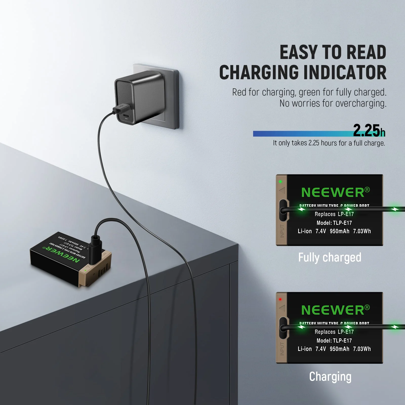 NEEWER 950mAh LP-E17 Canon Replacement Camera Battery - Image 5