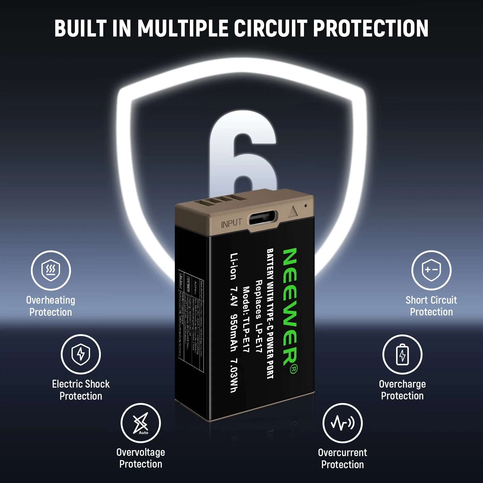 NEEWER 950mAh LP-E17 Canon Replacement Camera Battery - Image 8