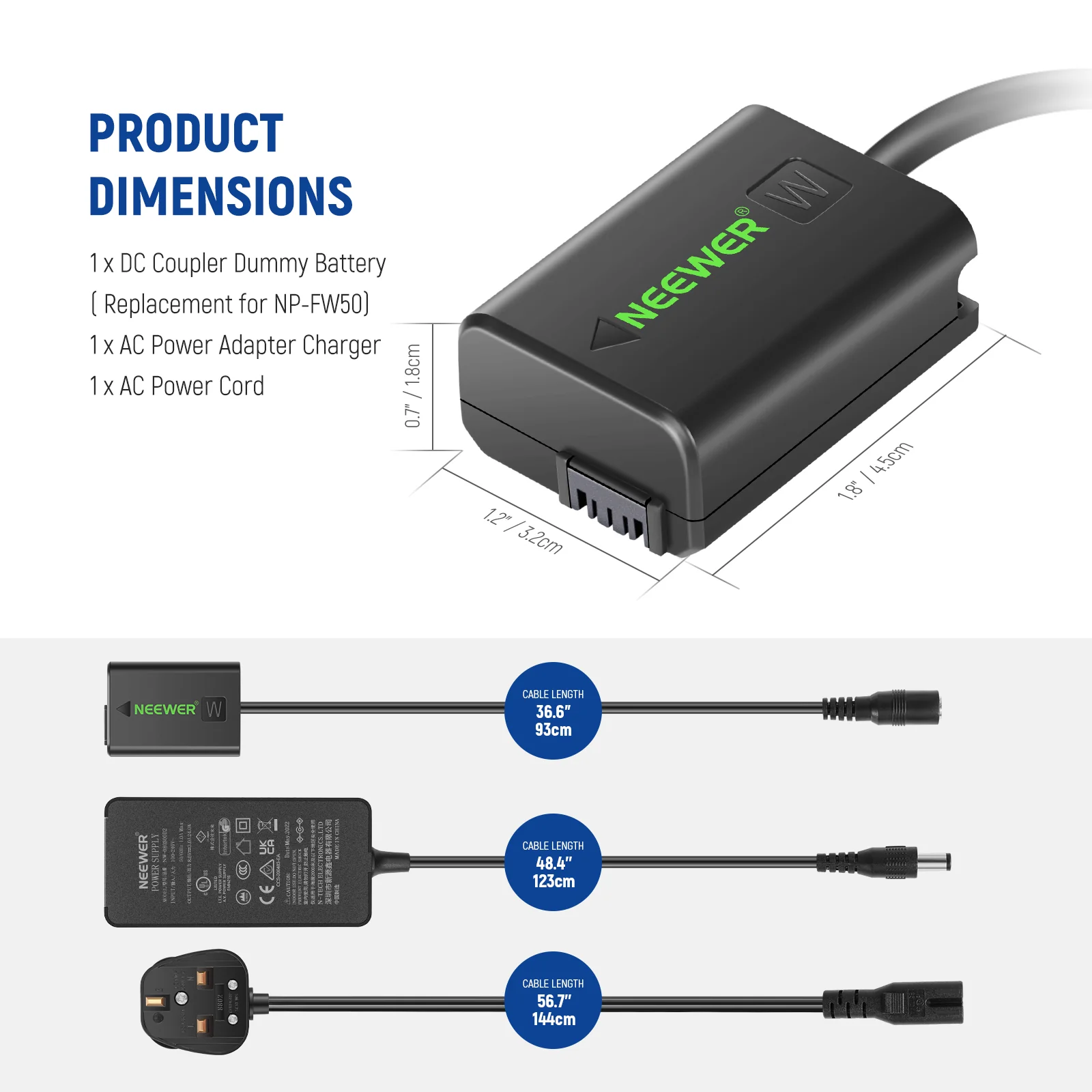 NEEWER NP-FW50 DC Coupler Dummy Battery Charger Set for SONY - Image 7