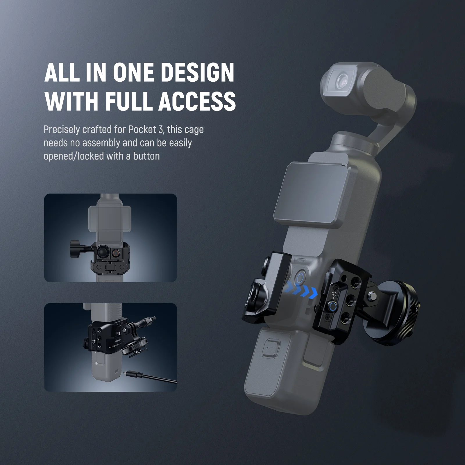 NEEWER AC009 Action Camera Metal Cage For DJI Osmo Pocket 3 - Image 5