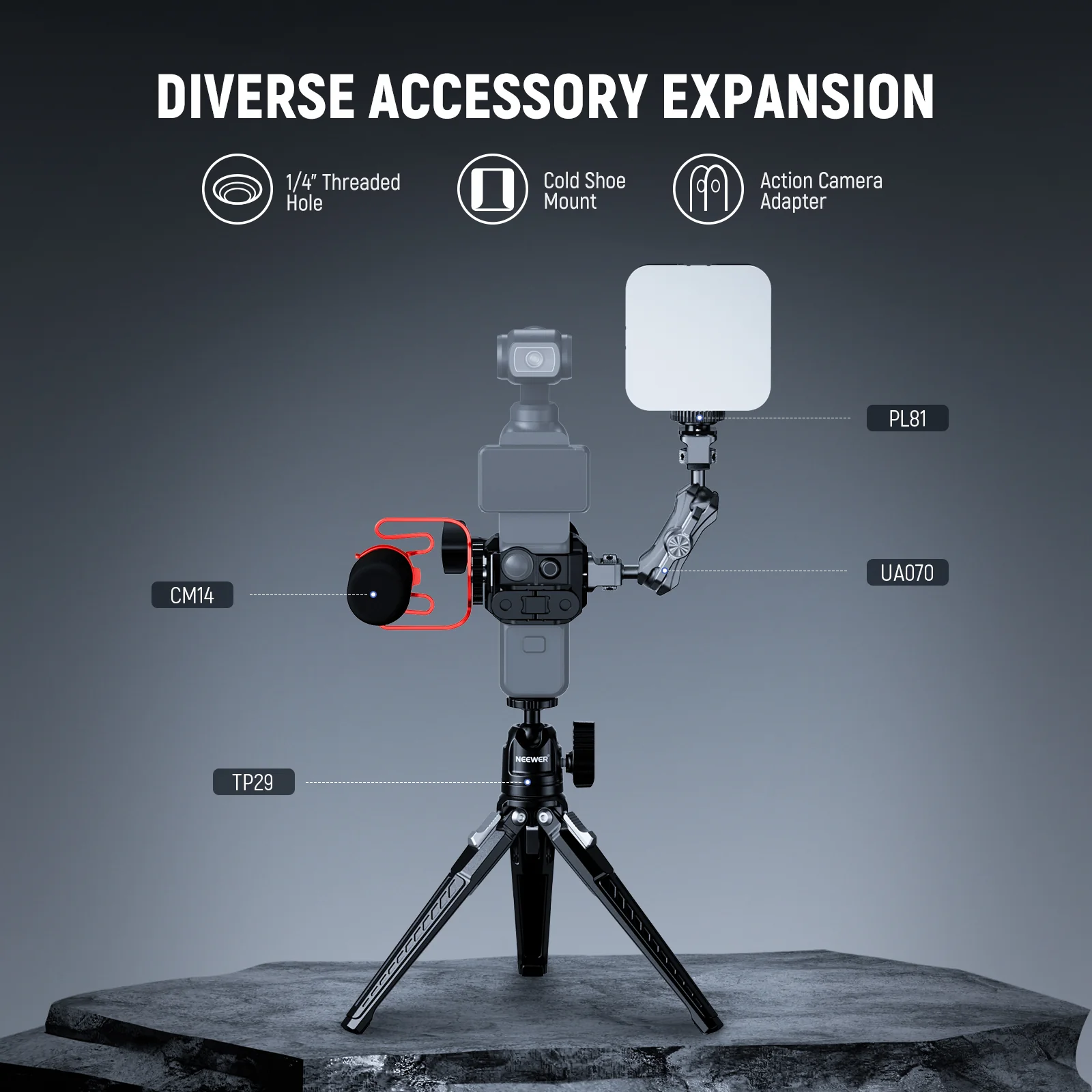 NEEWER AC009 Action Camera Metal Cage For DJI Osmo Pocket 3 - Image 6